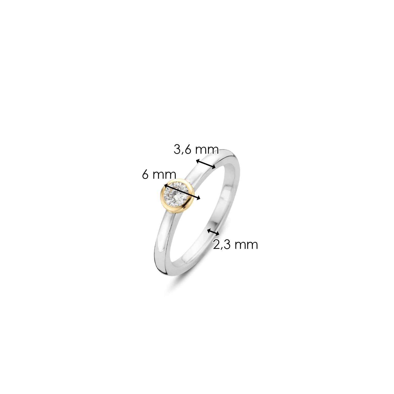 Tisento zilver verguld ring zirkonia maat 54 - Afbeelding 4