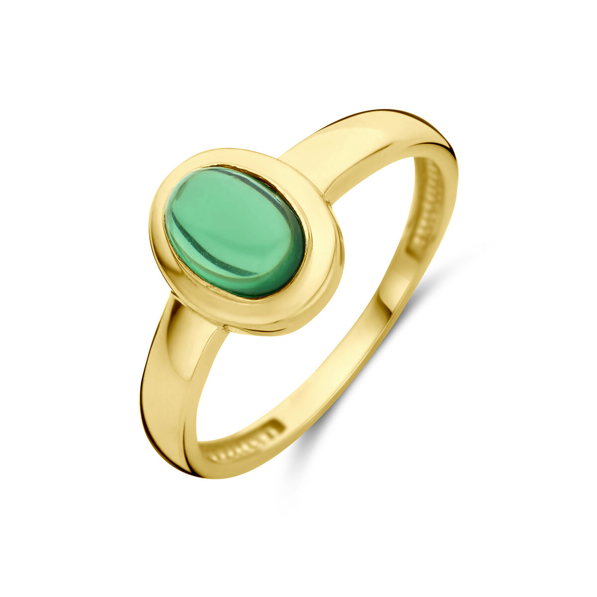 Geelgouden ring met synthetische smaragd maat 17,25 - Afbeelding 3