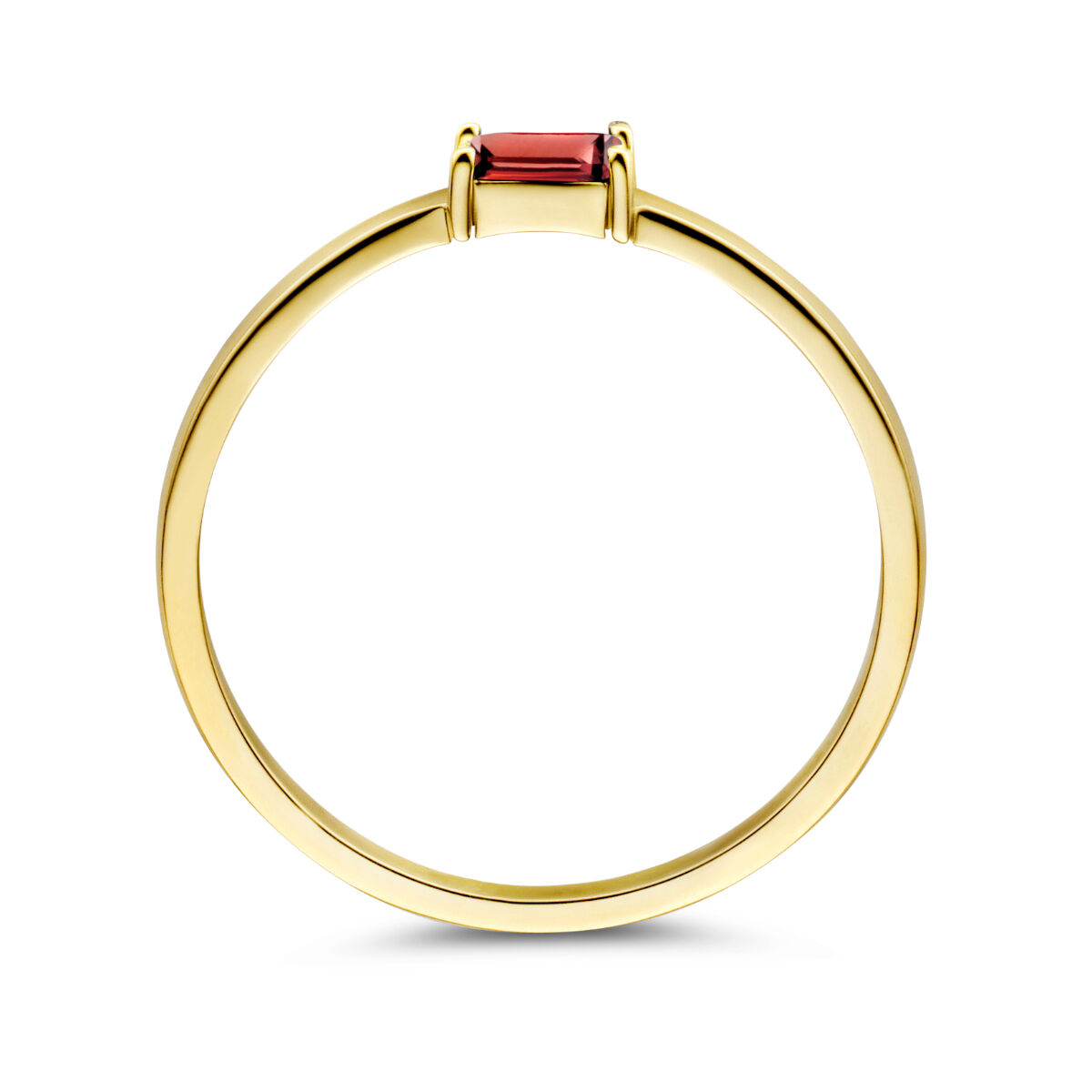 Geelgouden ring Januari Granaat maat 17,5 - Afbeelding 3