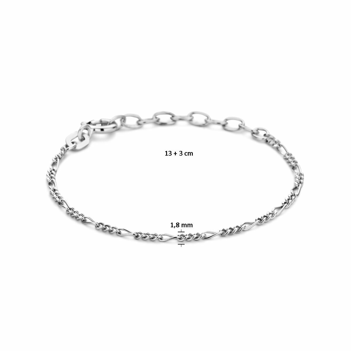 Zilveren figaro armband 13+3cm - Afbeelding 3