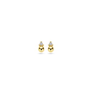 Oorknoppen Geelgoud Diamant 0.02ct 14kt