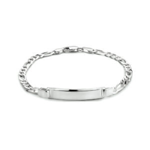Zilveren plaatarmband figaro 19cm 6mm breed