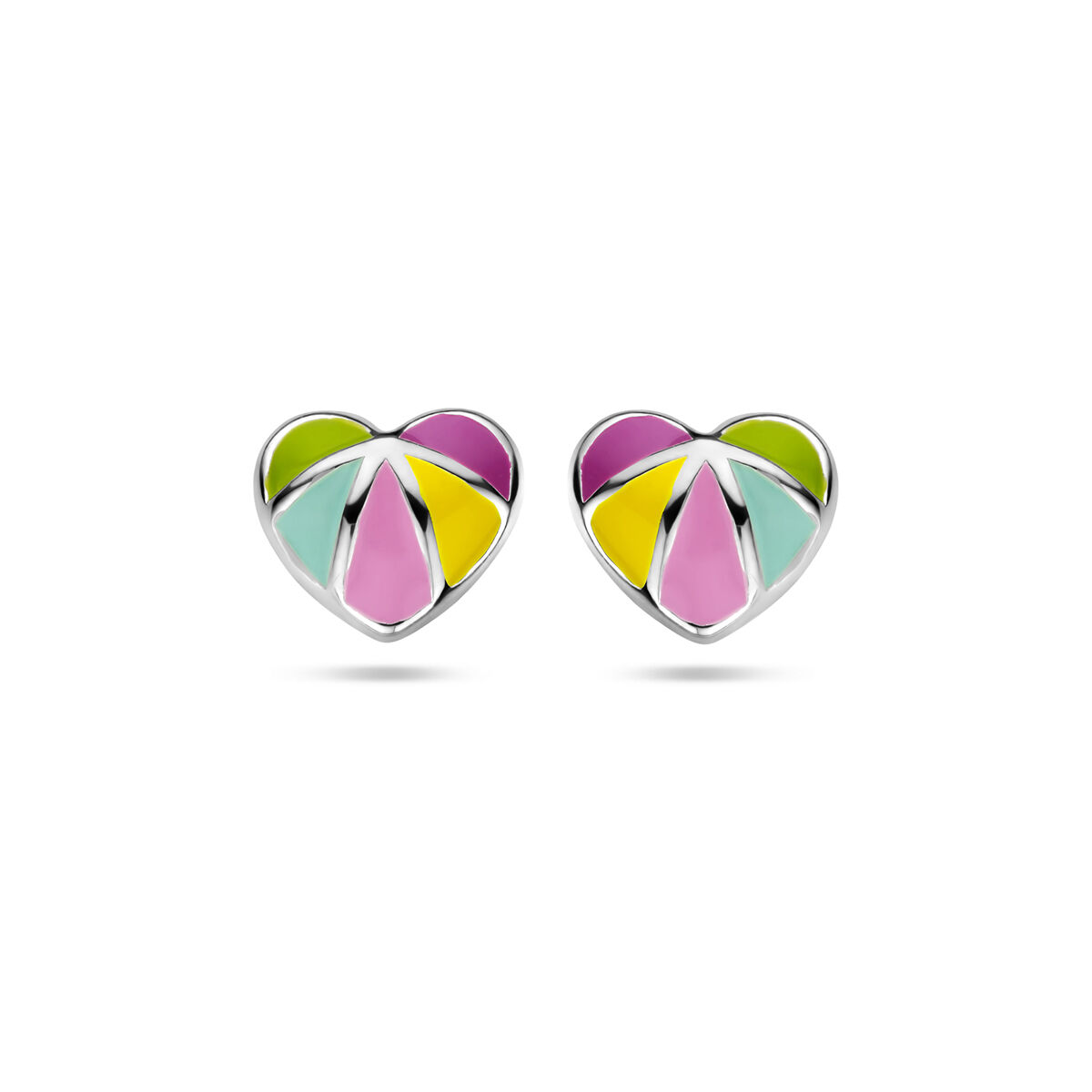 13.36985 KA zilver oorknoppen gekleurd emaille hart