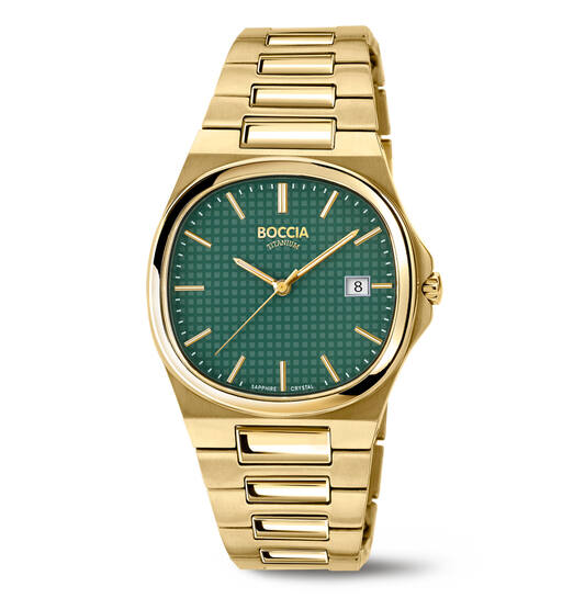 Boccia heren horloge titanium goldplated