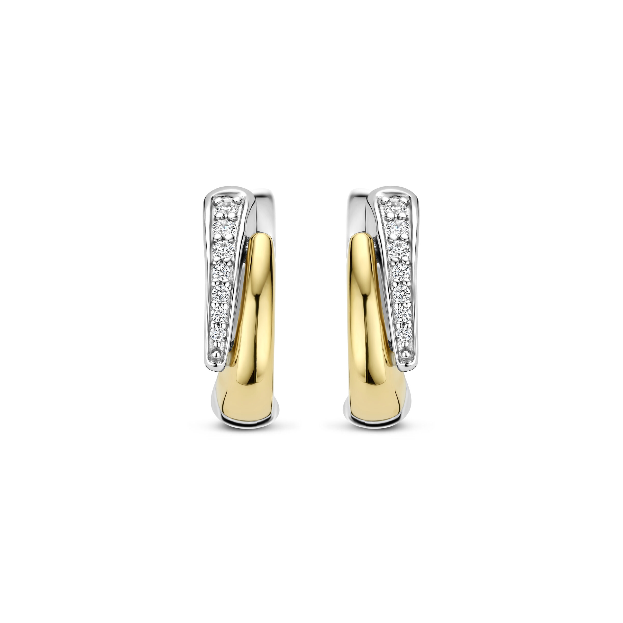 Tisento goud op zilver oorringen zirkonia - Afbeelding 3