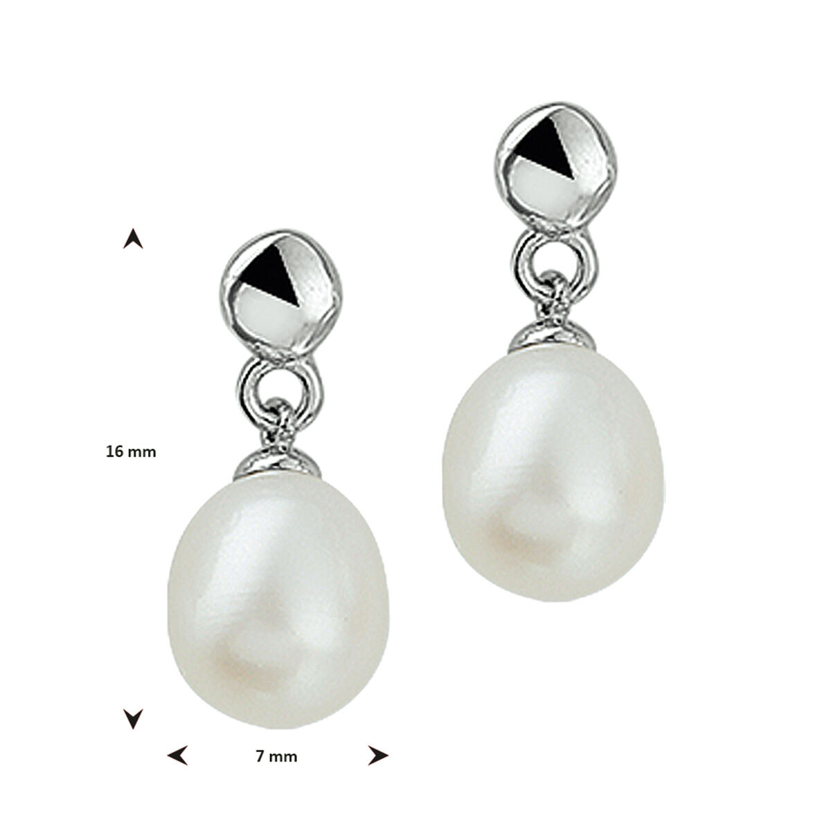 Zilver oorknoppen zoetwater parelhanger 7mm - Afbeelding 3