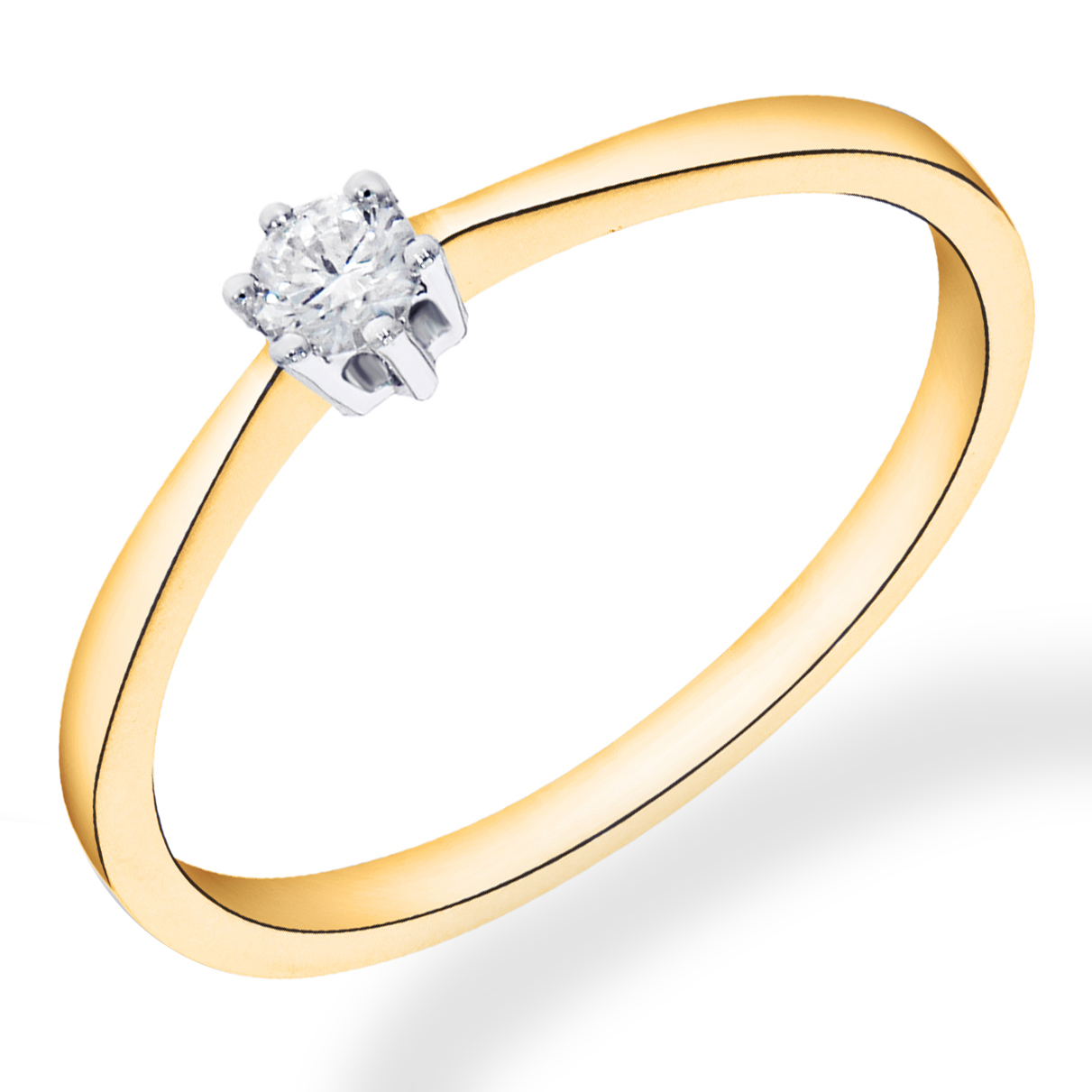 Pas bi-color goud ring diamant 0.03 H/SI maat 17,75
