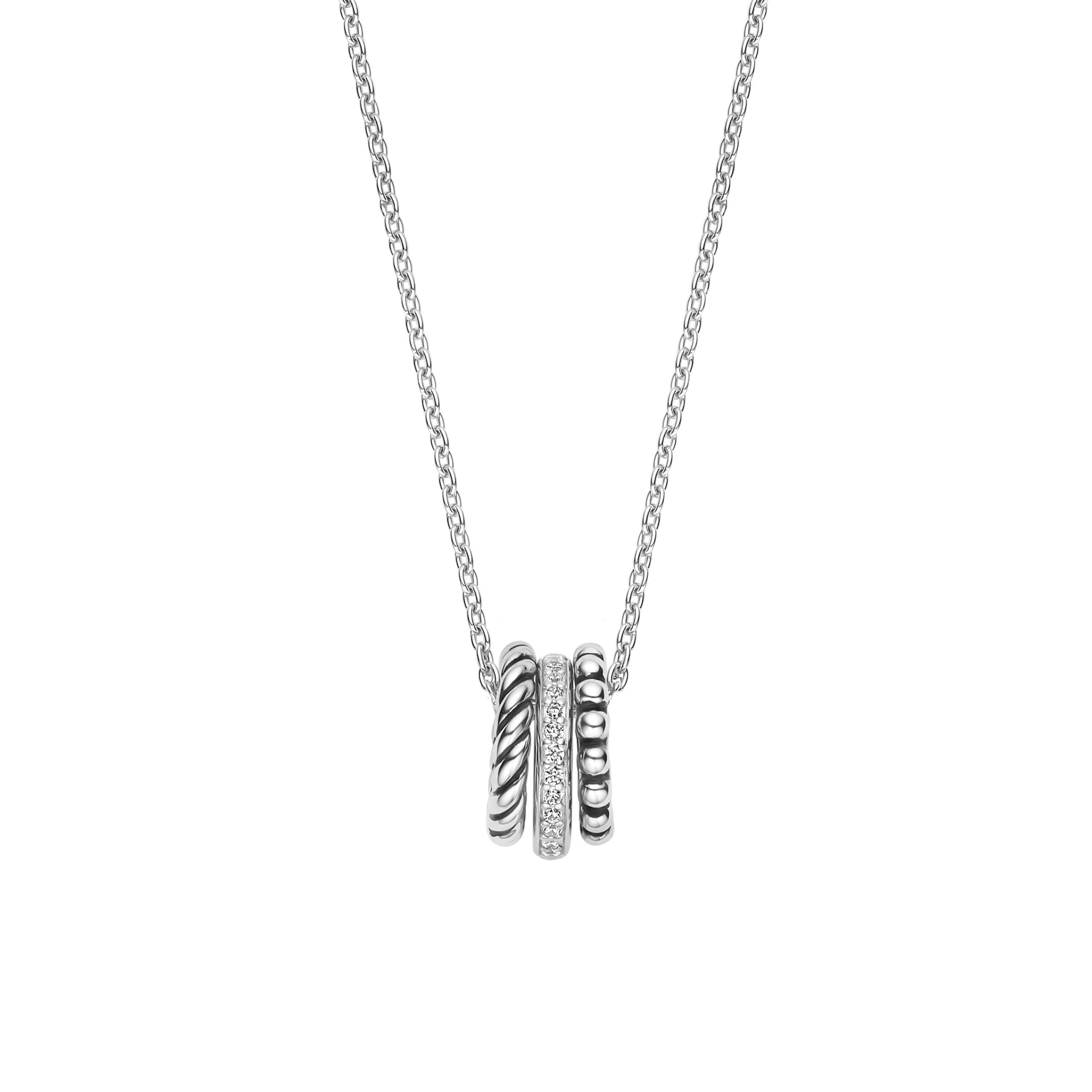 Tisento collier zilver 3x ring hanger