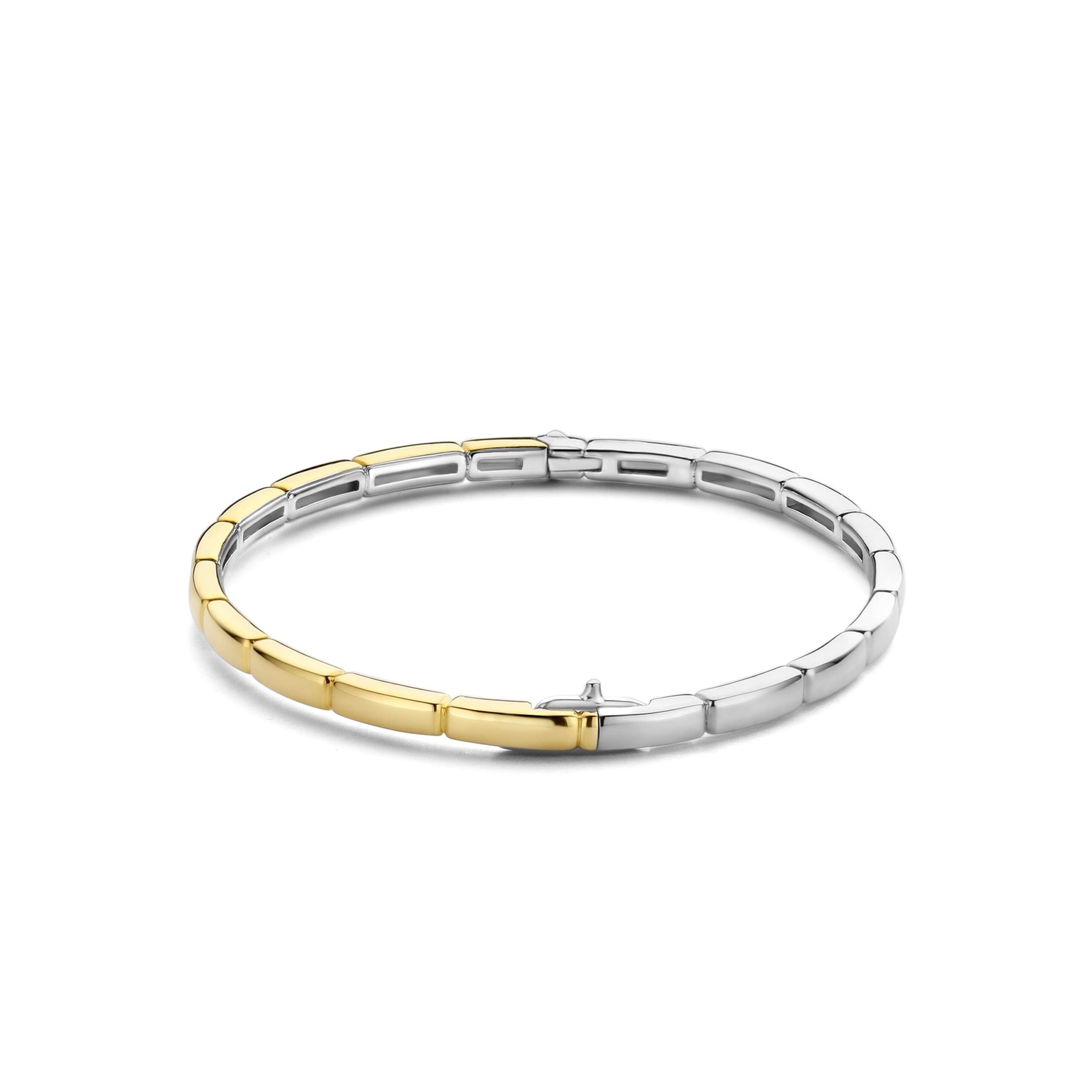 Tisento bangle zilver verguld blokjes maat 60mm - M - Afbeelding 3