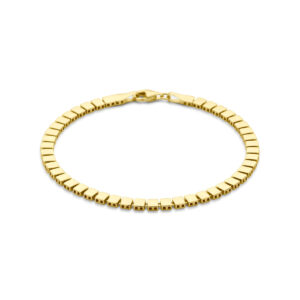 Geelgouden armband blokjes karabijnslot 19cm