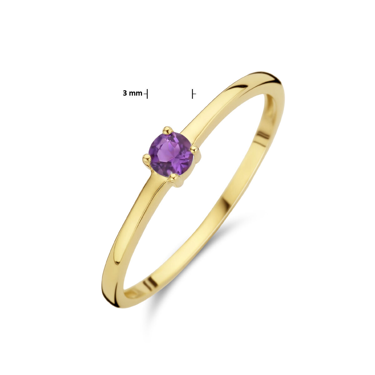 Ring geelgoud amethist 0.12ct juni maat 17 - Afbeelding 3