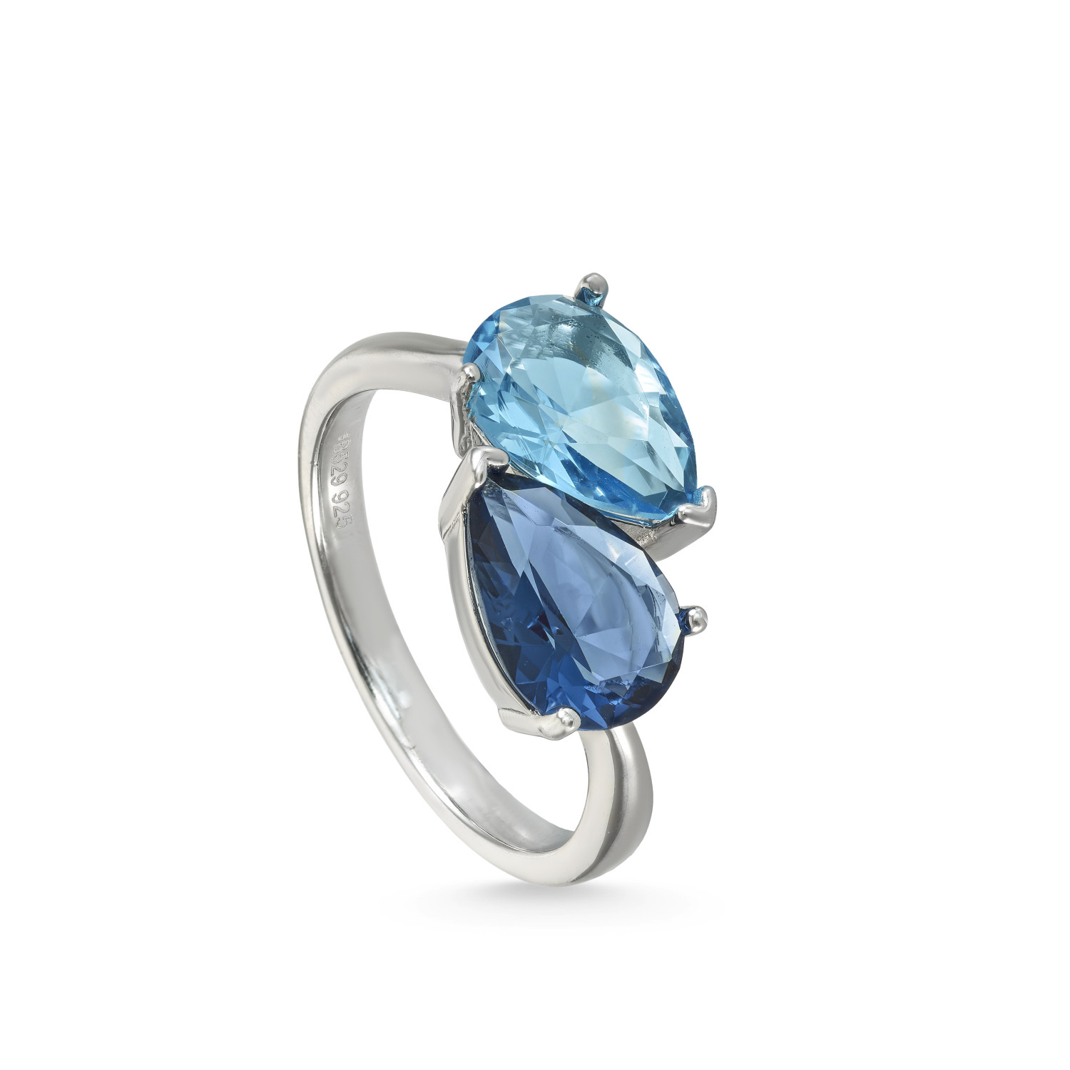 Lineargent zilveren ring blauw zirkonia