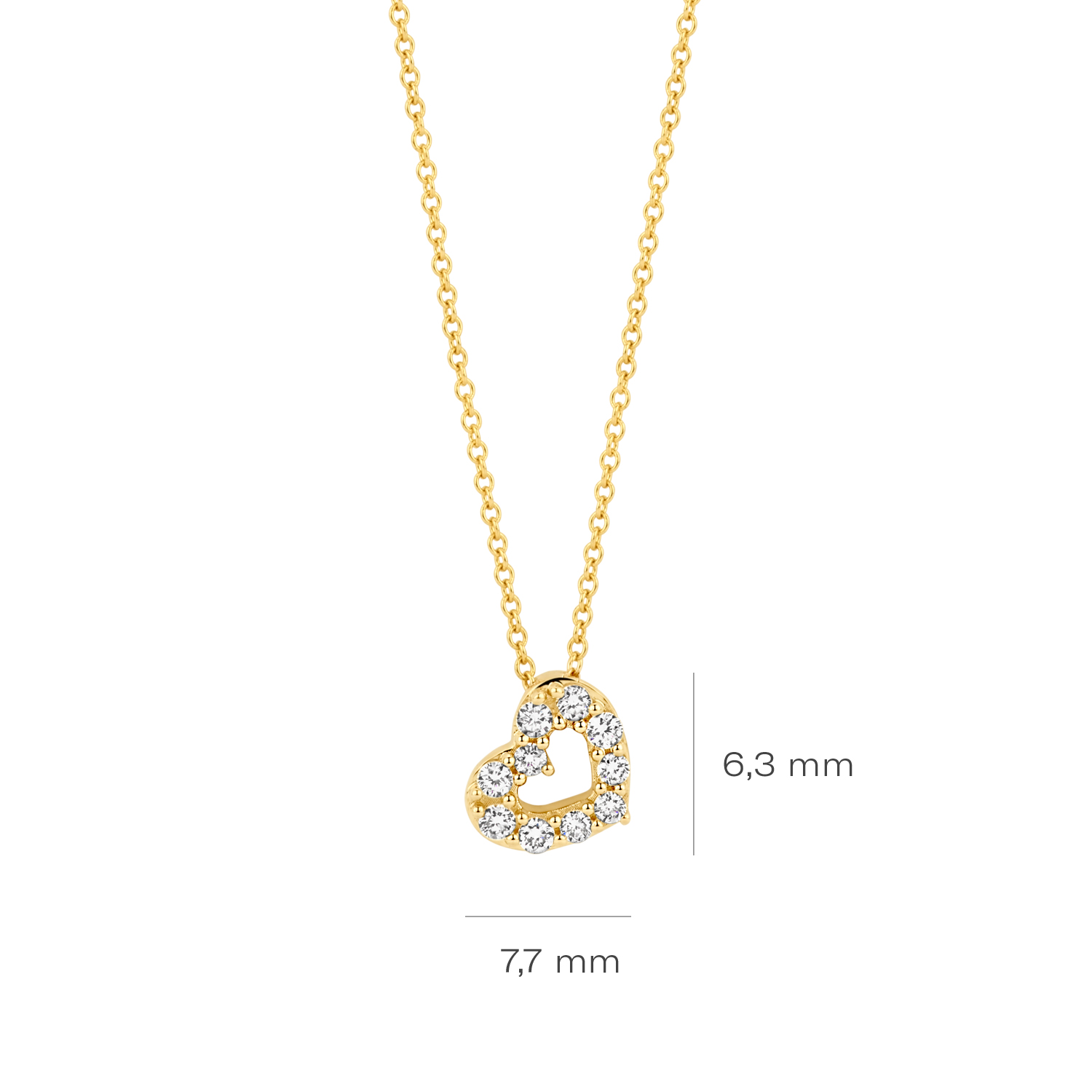 Blush Geelgouden collier hart met LAB diamanten 0.14 TW/VS - Afbeelding 3