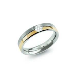 Boccia ring bicolor dia 0.035ct maat 55