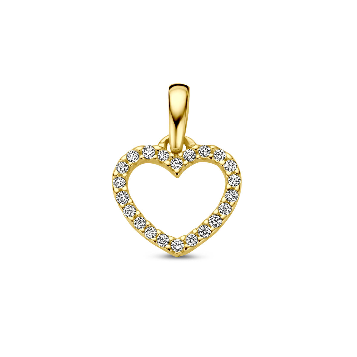 Geelgouden diamant hanger open hart