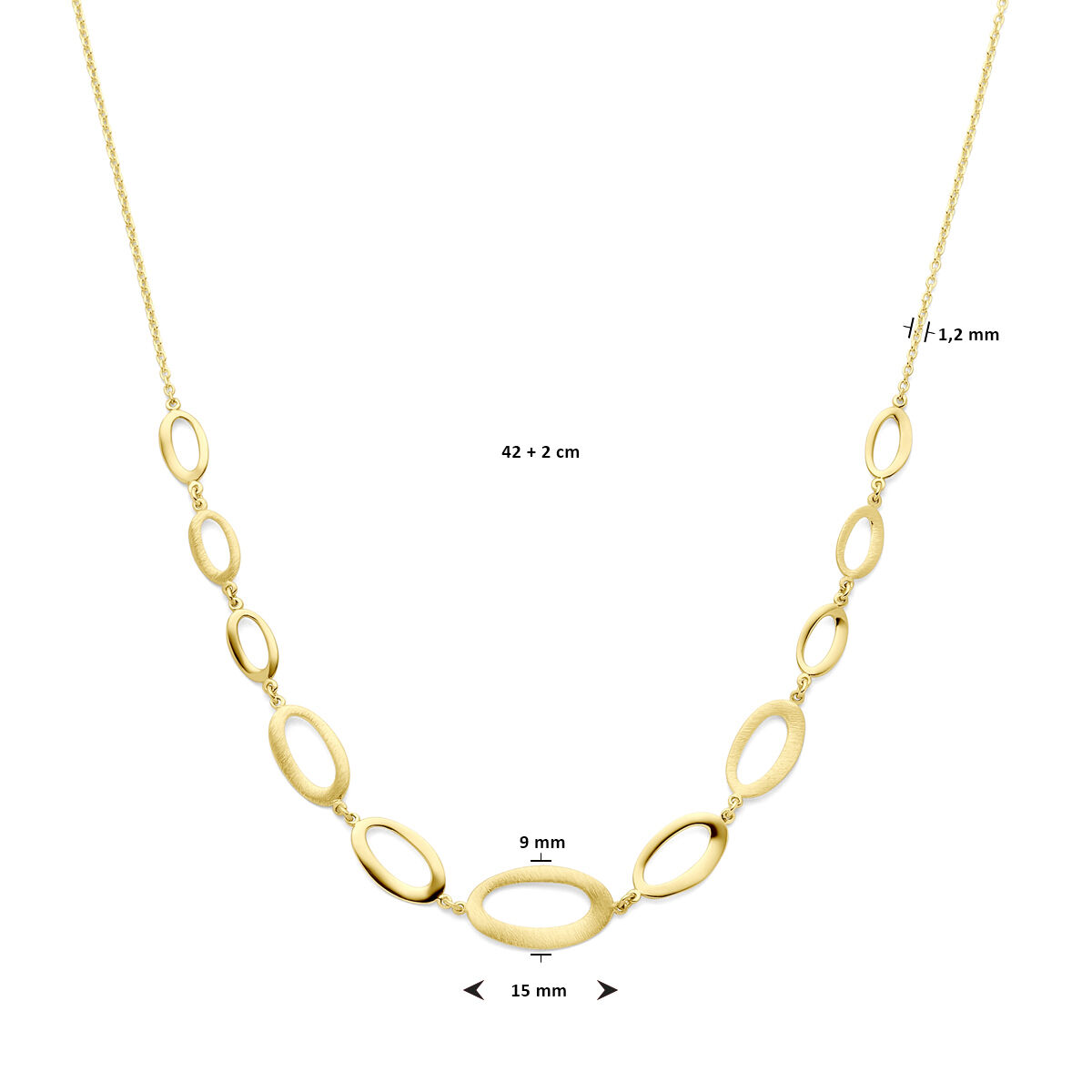 Geelgouden collier poly/mat 42-44cm - Afbeelding 3