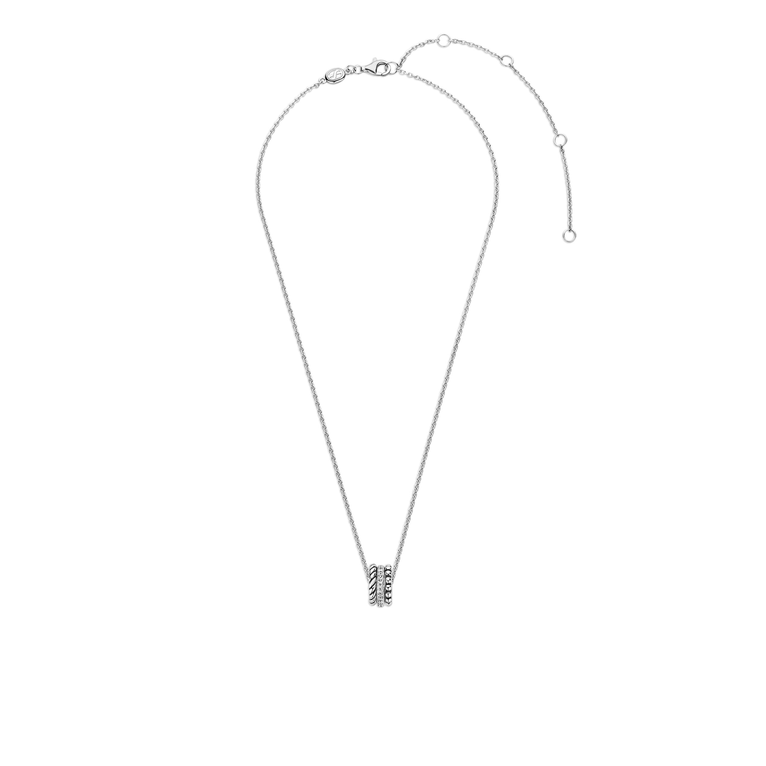 Tisento collier zilver 3x ring hanger - Afbeelding 4