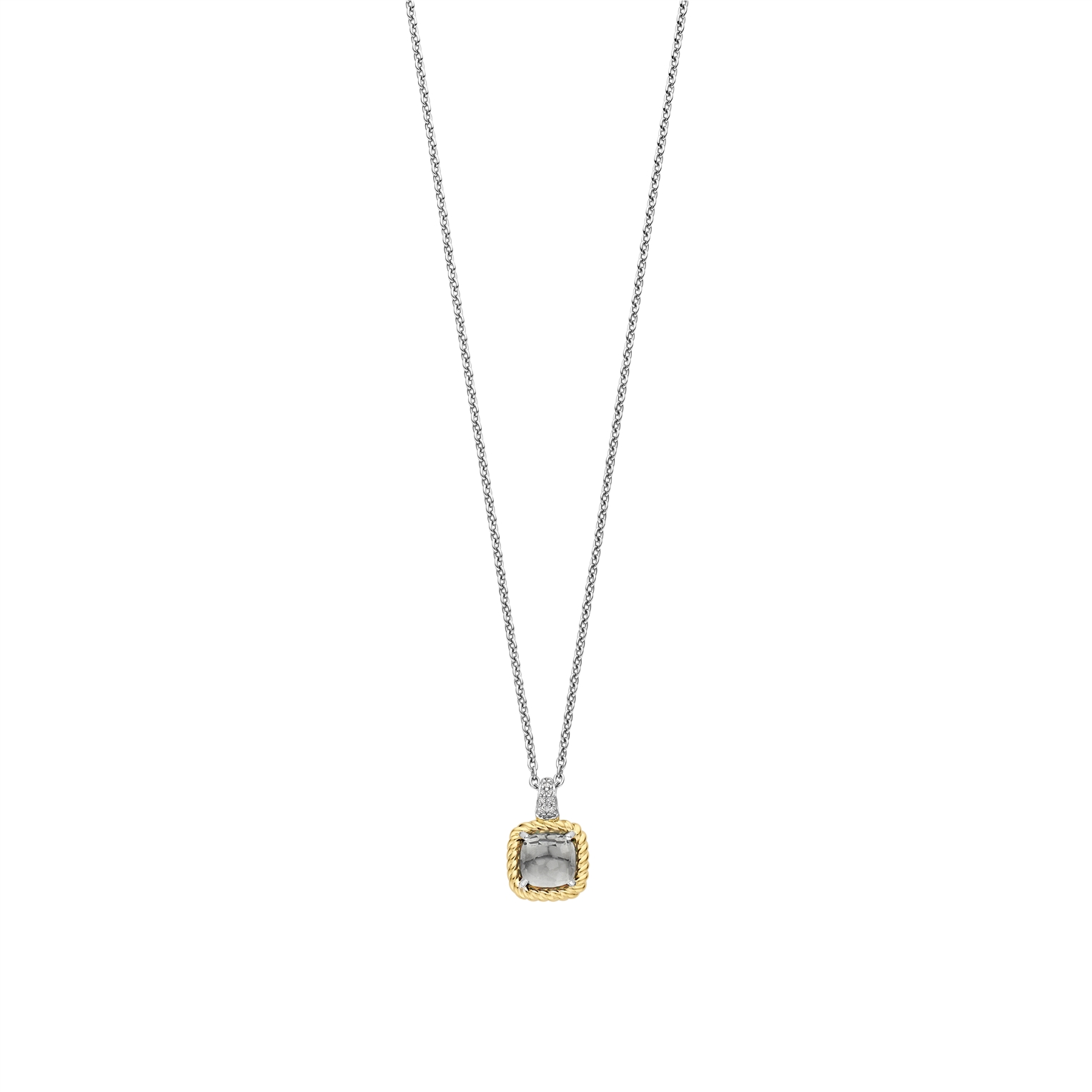 Zilveren collier met bi-color hanger zirkonia en groen
