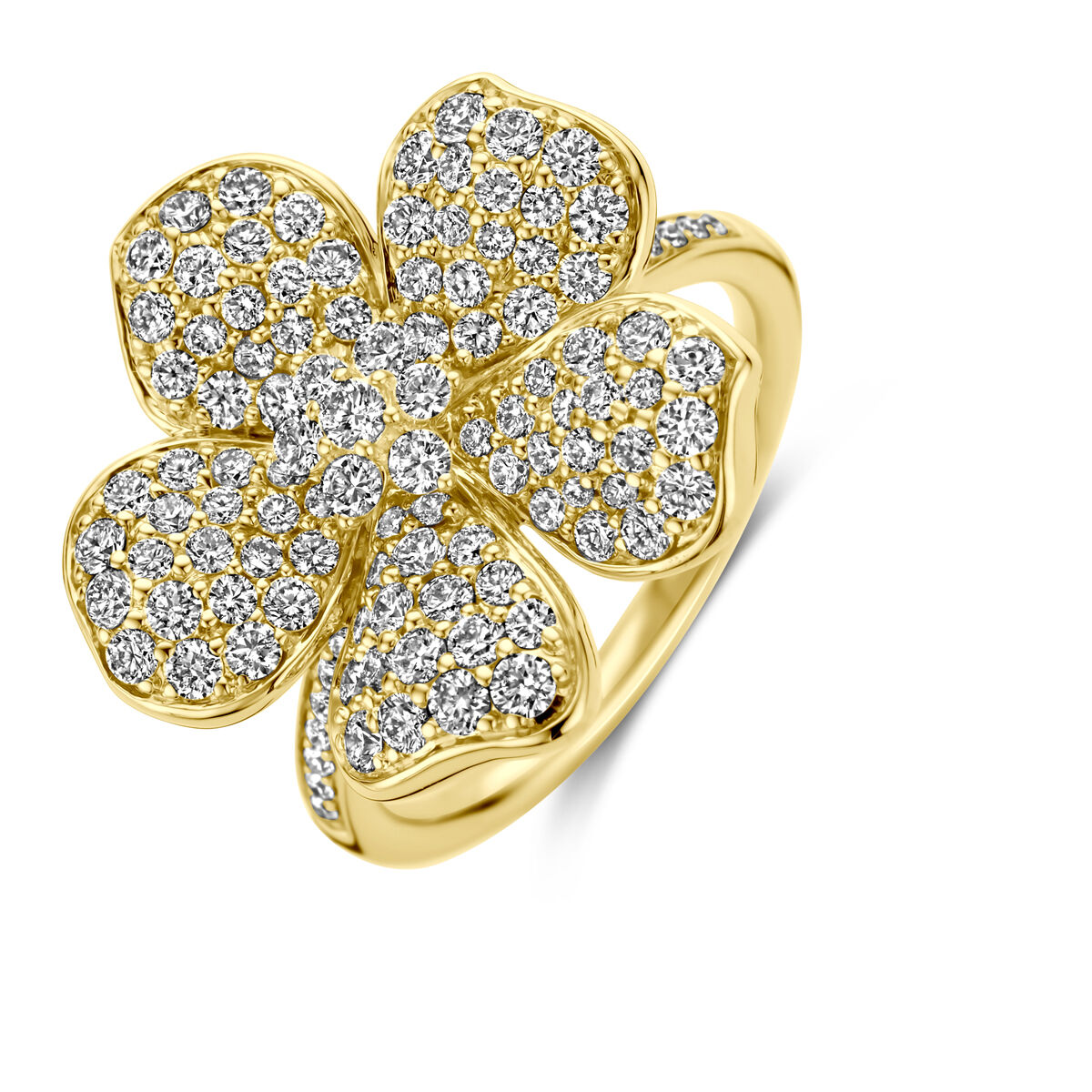 gouden ring bloem 1.50 GH-SI diamant maat 17,75