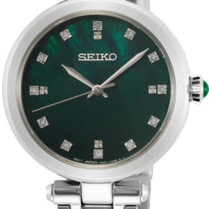 Seiko dameshorloge staal diamant groen