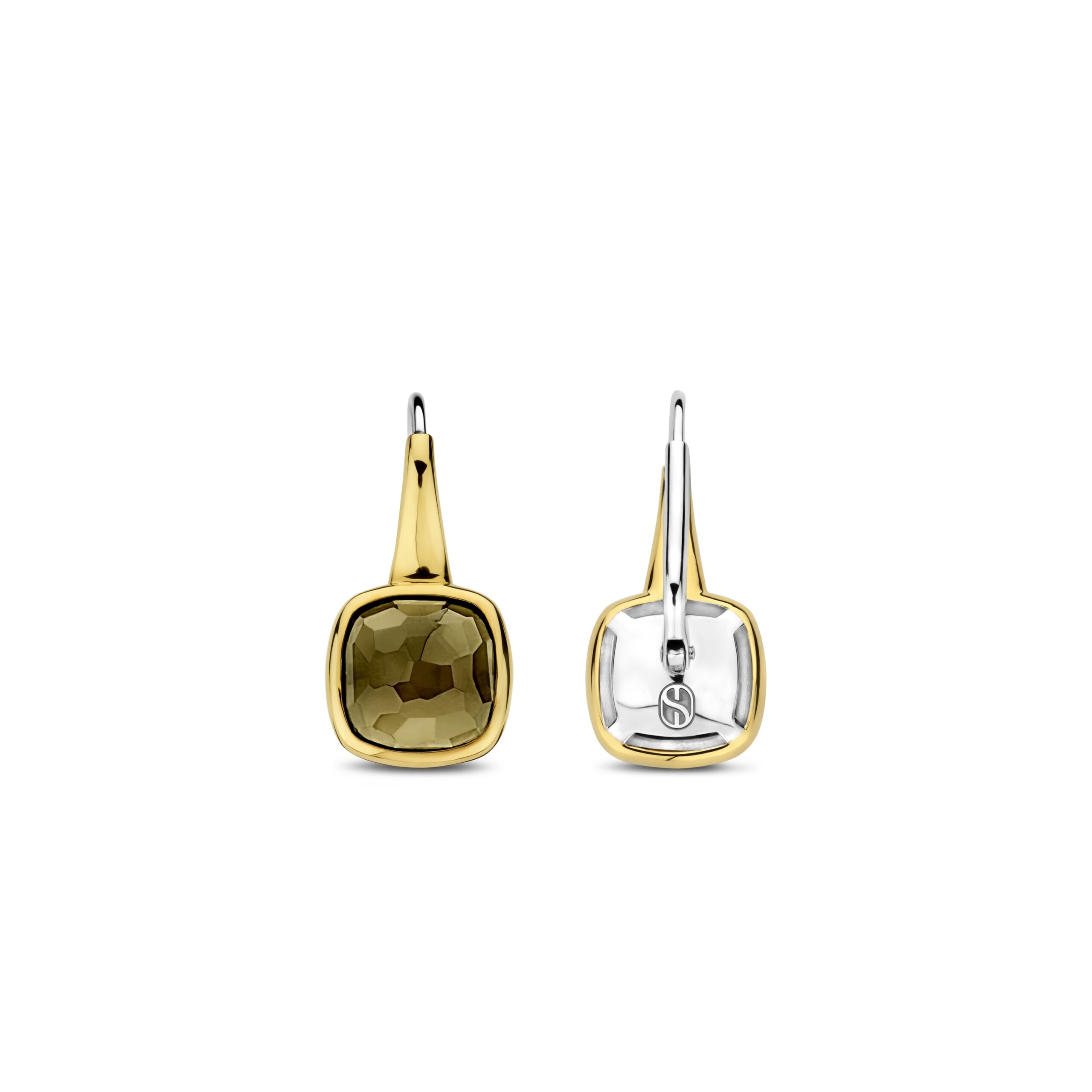 7989KA Tisento zilver verguld oorhangers groene steen - Afbeelding 3