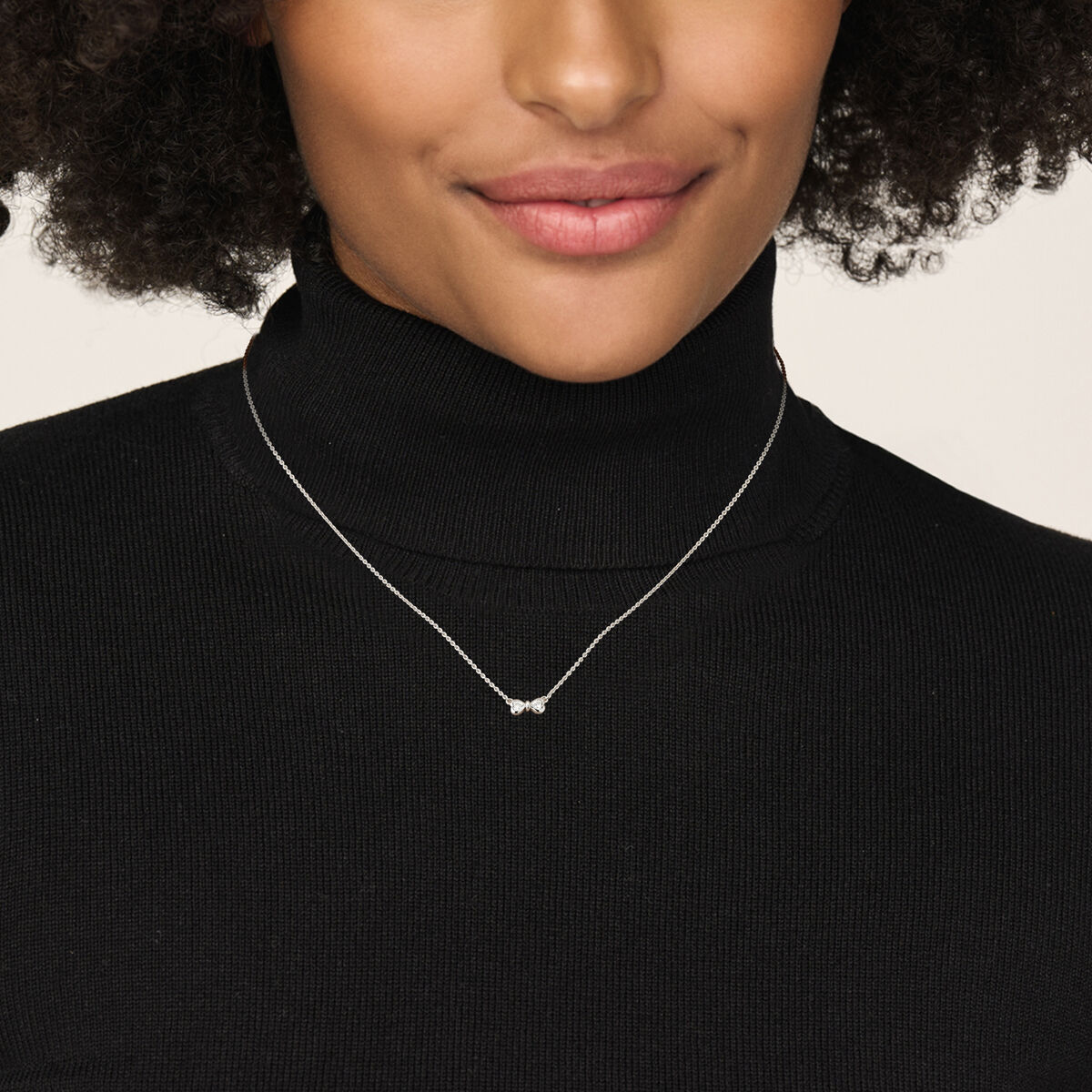 Zilveren zirkonia collier strikje 42-45cm - Afbeelding 2