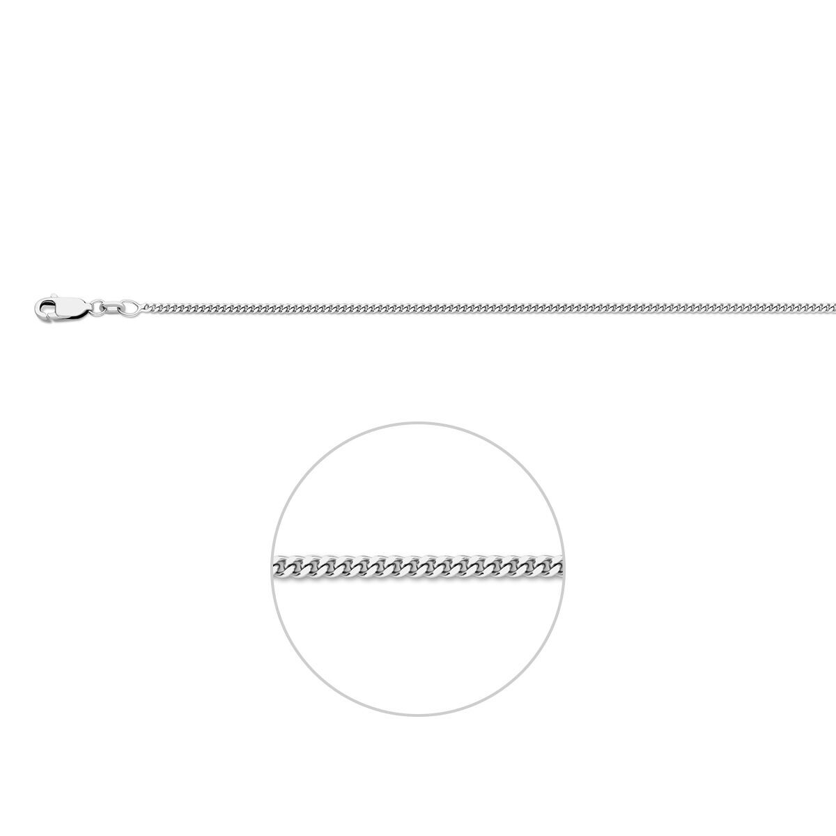 Zilveren collier gourmette 45 cm 1,1mm