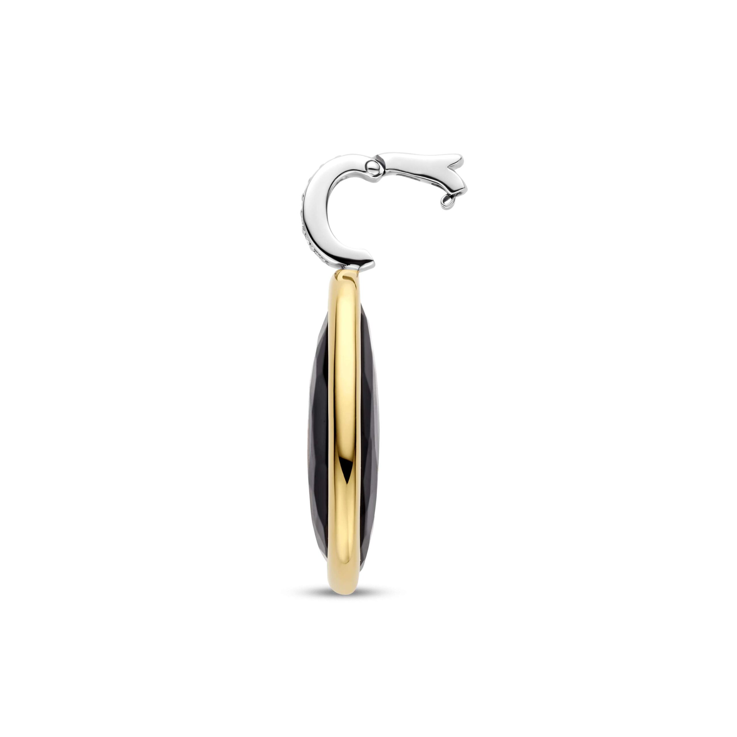 zilver collier zwart hanger 42 cm - Afbeelding 4
