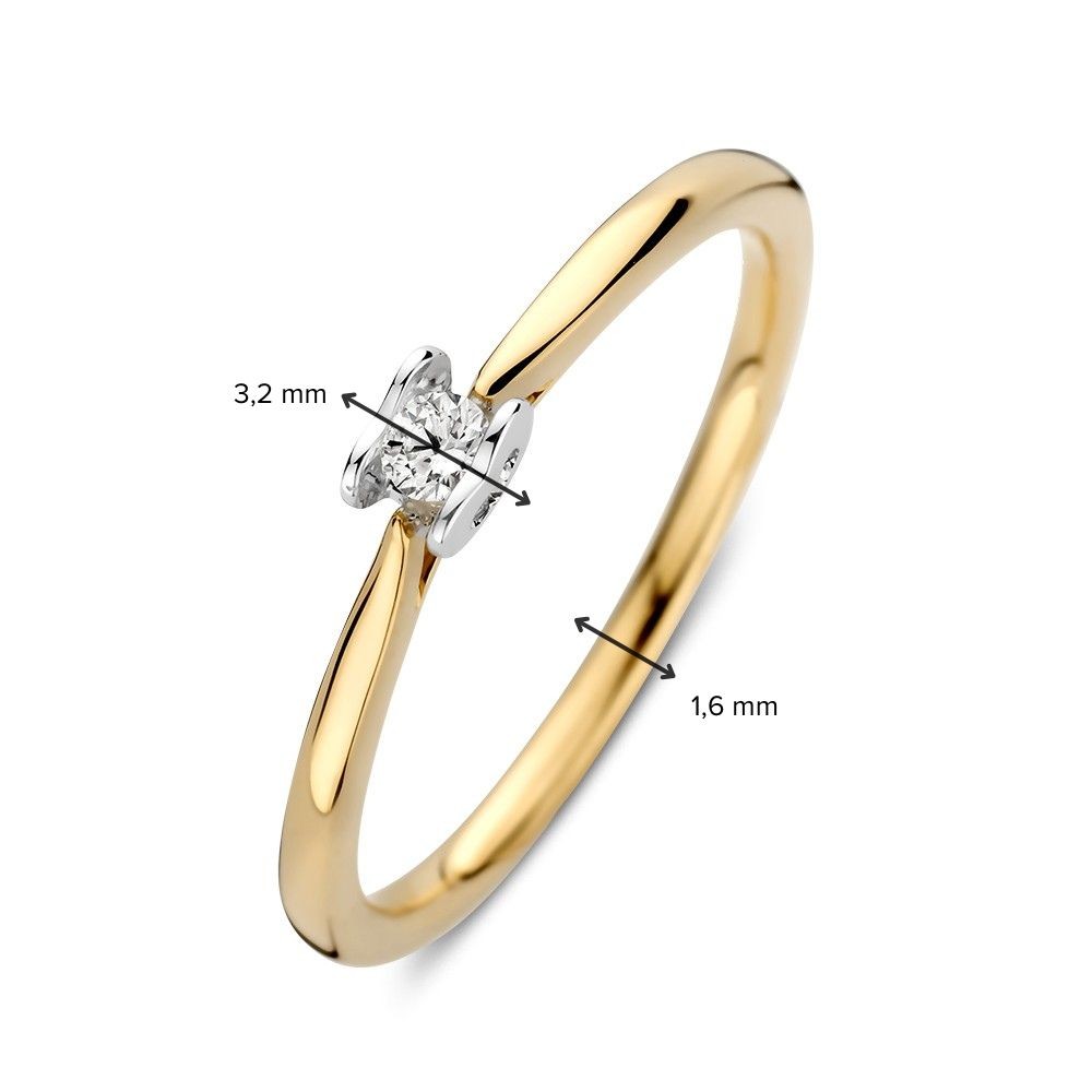 Excellent gouden ring hart diamant 0.07 H-SI maat 54 - Afbeelding 3