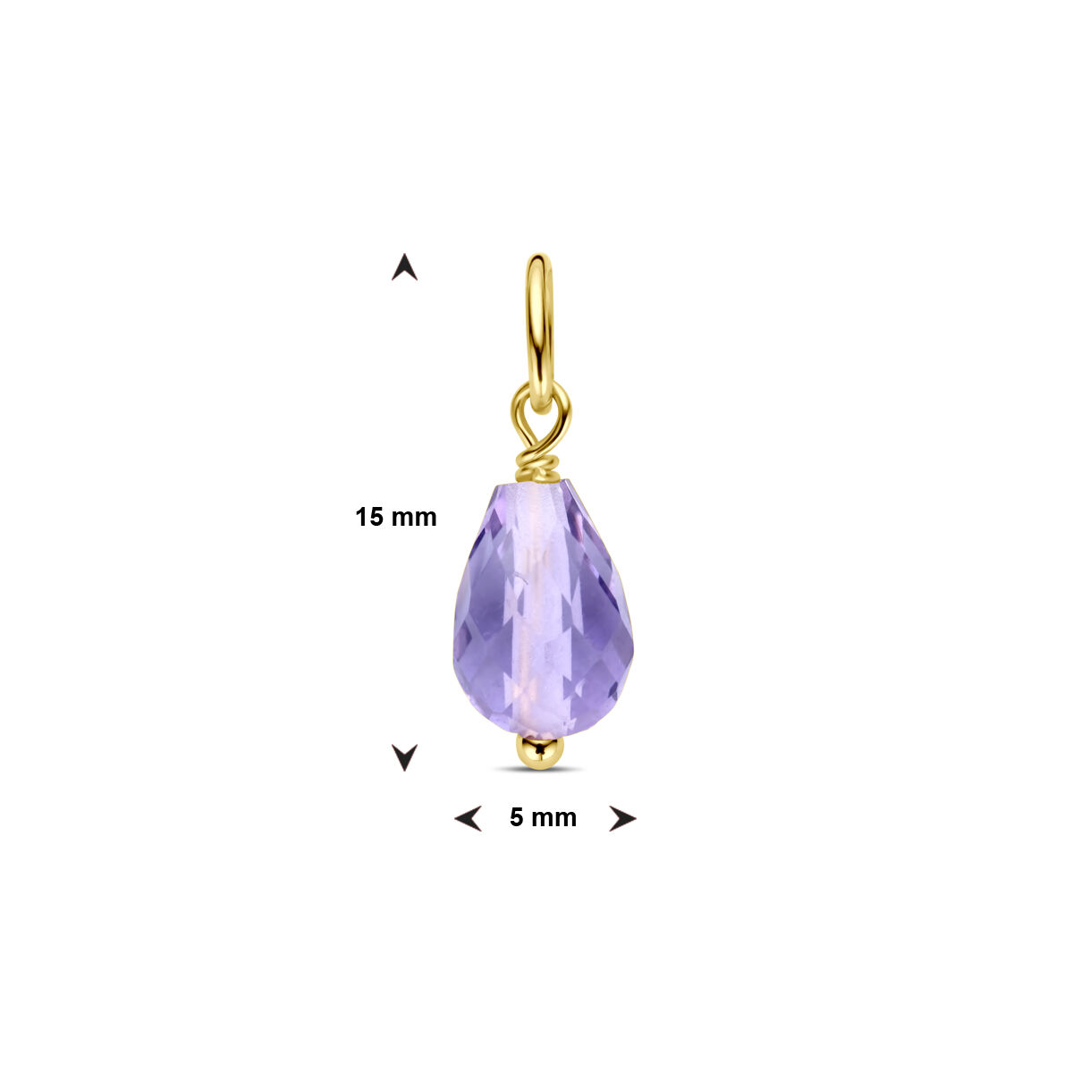 Geelgouden hanger amethist briolette - Afbeelding 3