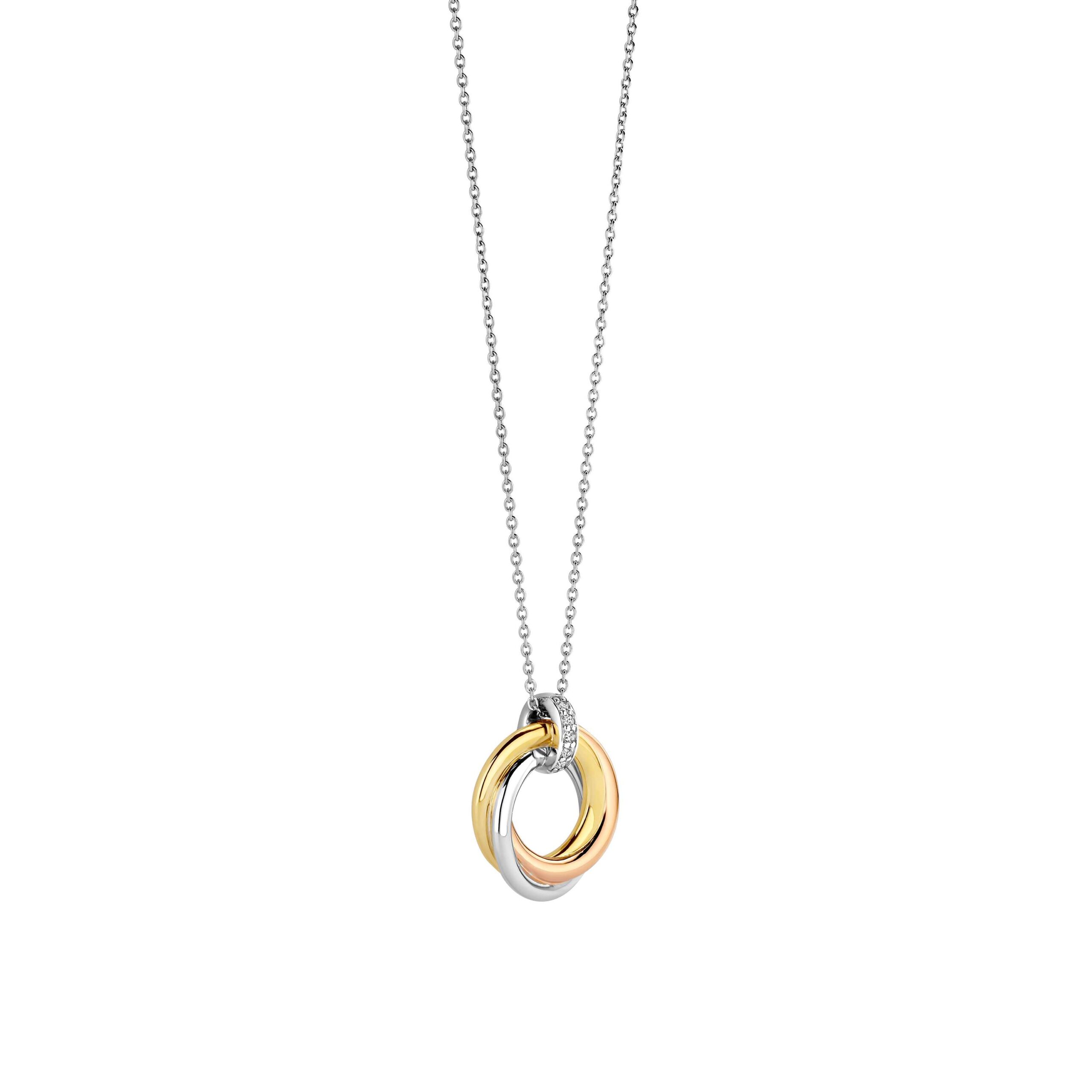 Tisento zilver verguld collier met hanger tricolor - Afbeelding 2