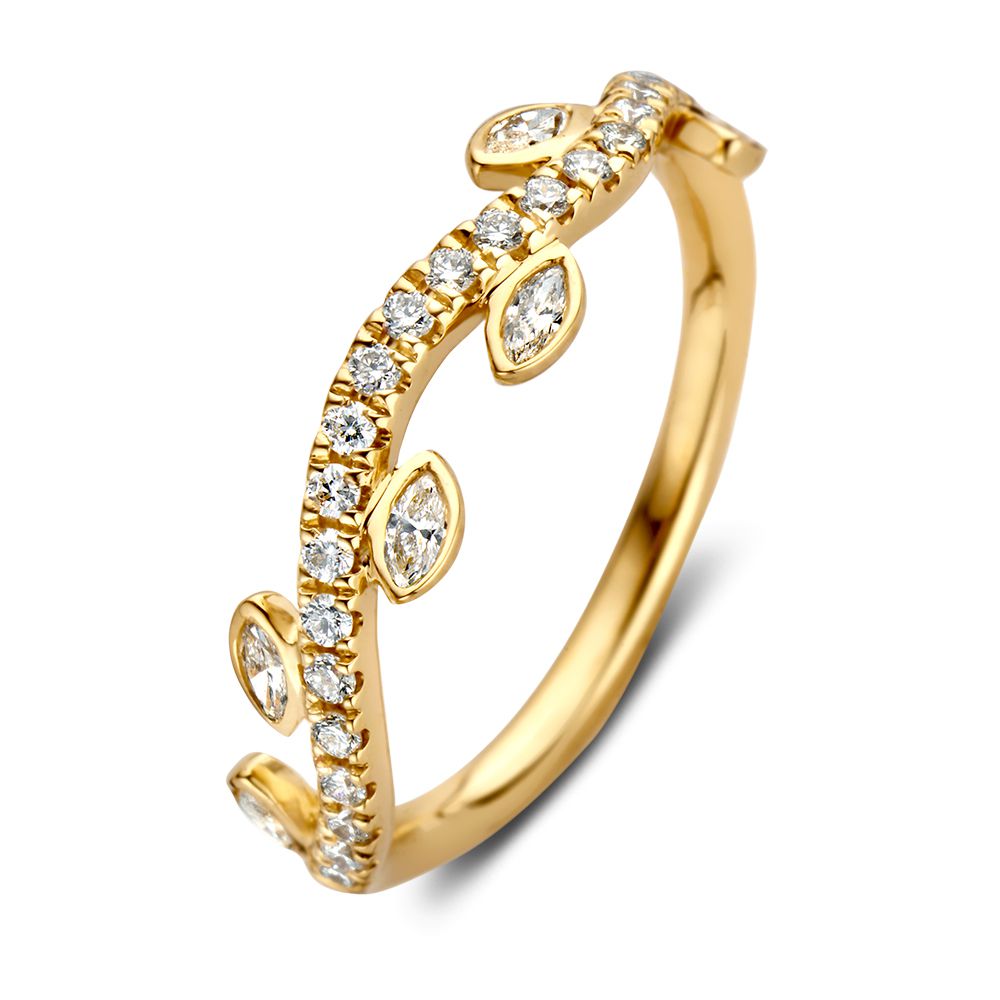 Excellent Geelgouden ring diamant 0.37 H-SI maat 56
