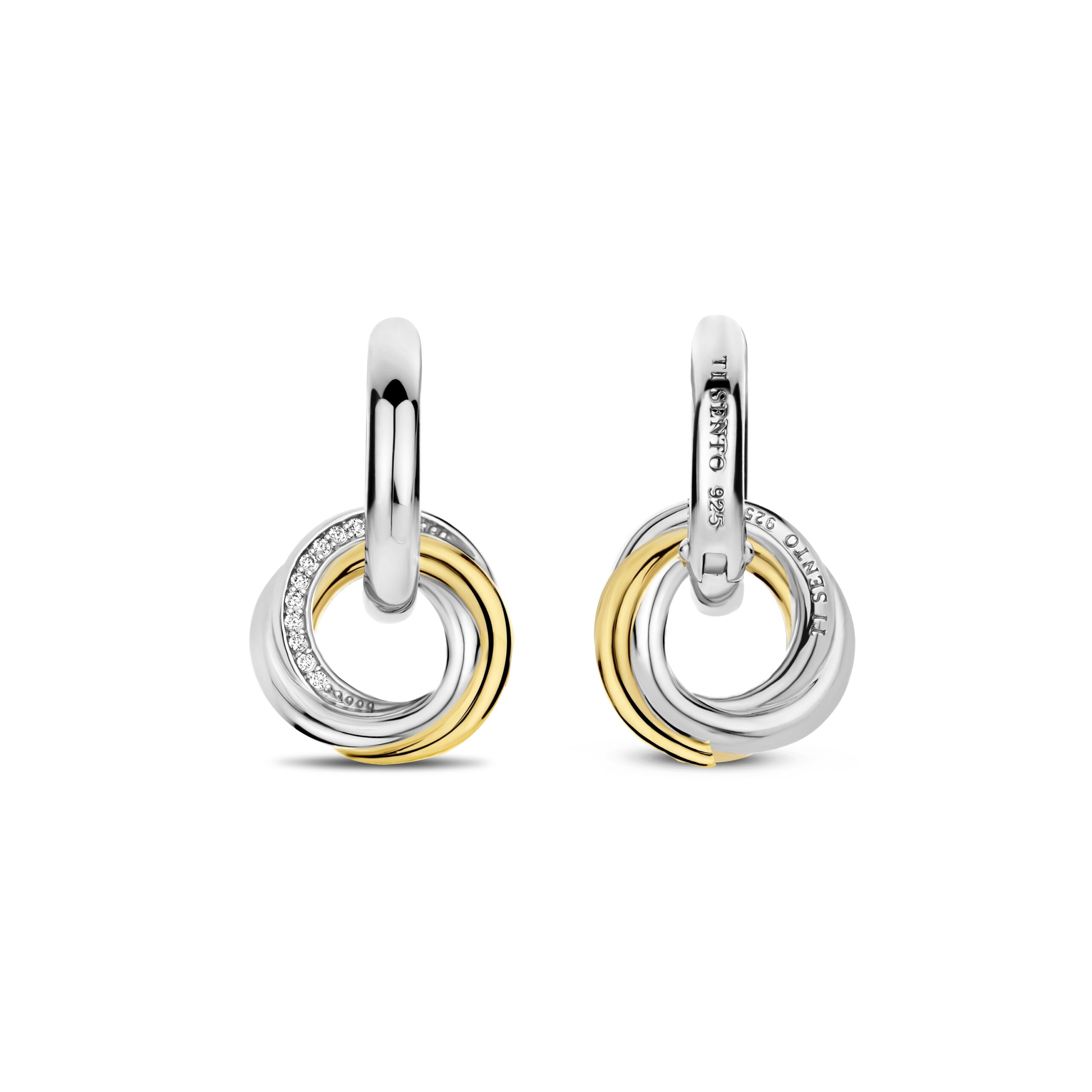 Tisento zilver verguld oorringen met zirkonia ringetjes - Afbeelding 3