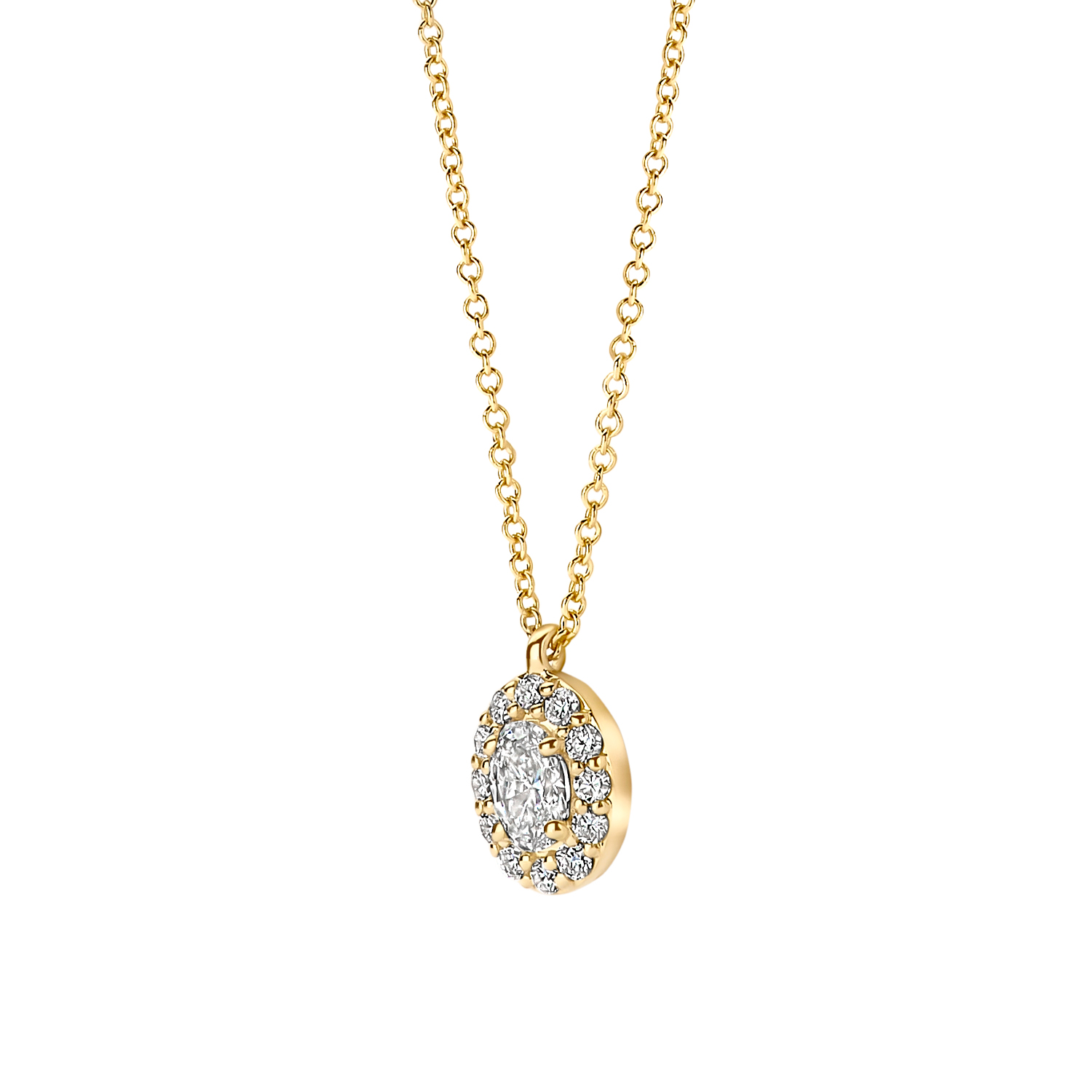 LG3019Y Blush Geelgouden collier entourage met LAB diamanten 0.32 TW/VS - Afbeelding 2