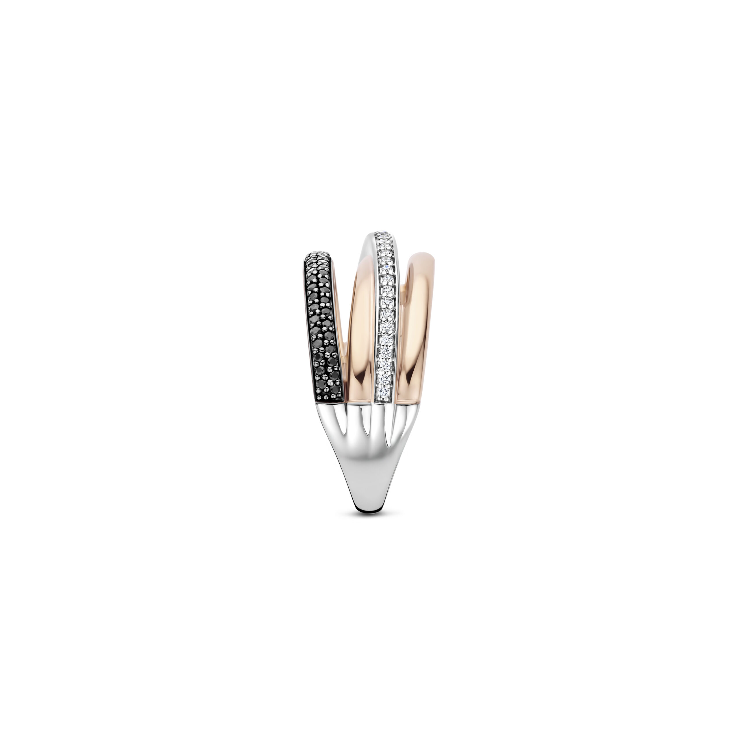Tisento ring roségoud op zilver zwart en wit zirkonia maat 56 - Afbeelding 3