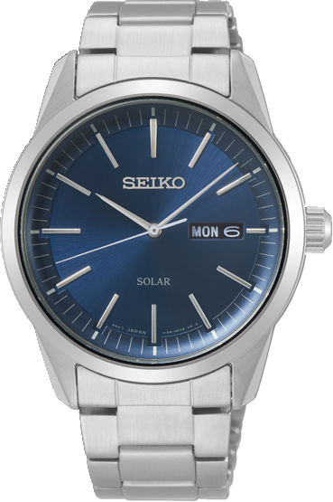 Seiko herenhorloge solar staal blauw