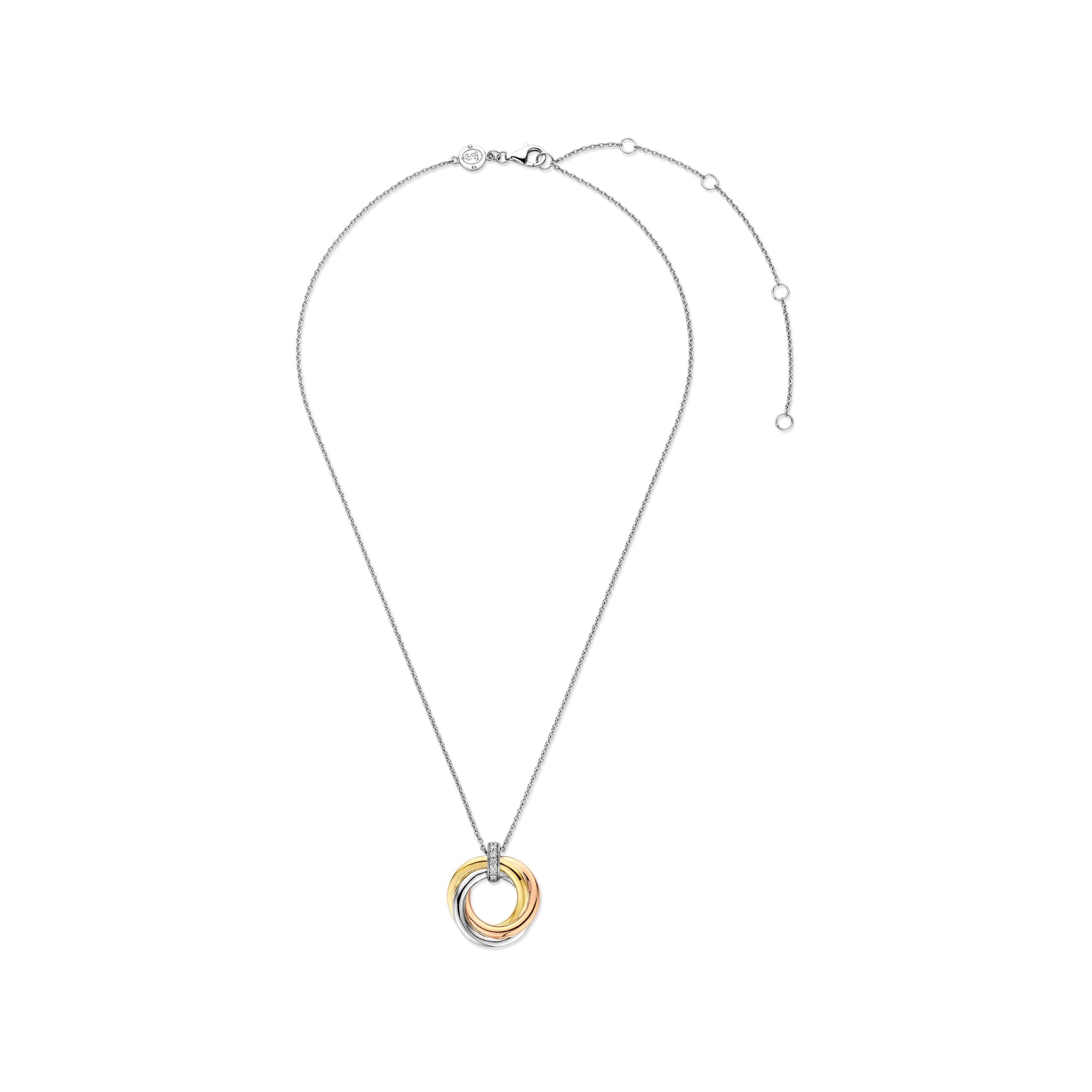 Tisento zilver verguld collier met hanger tricolor - Afbeelding 4