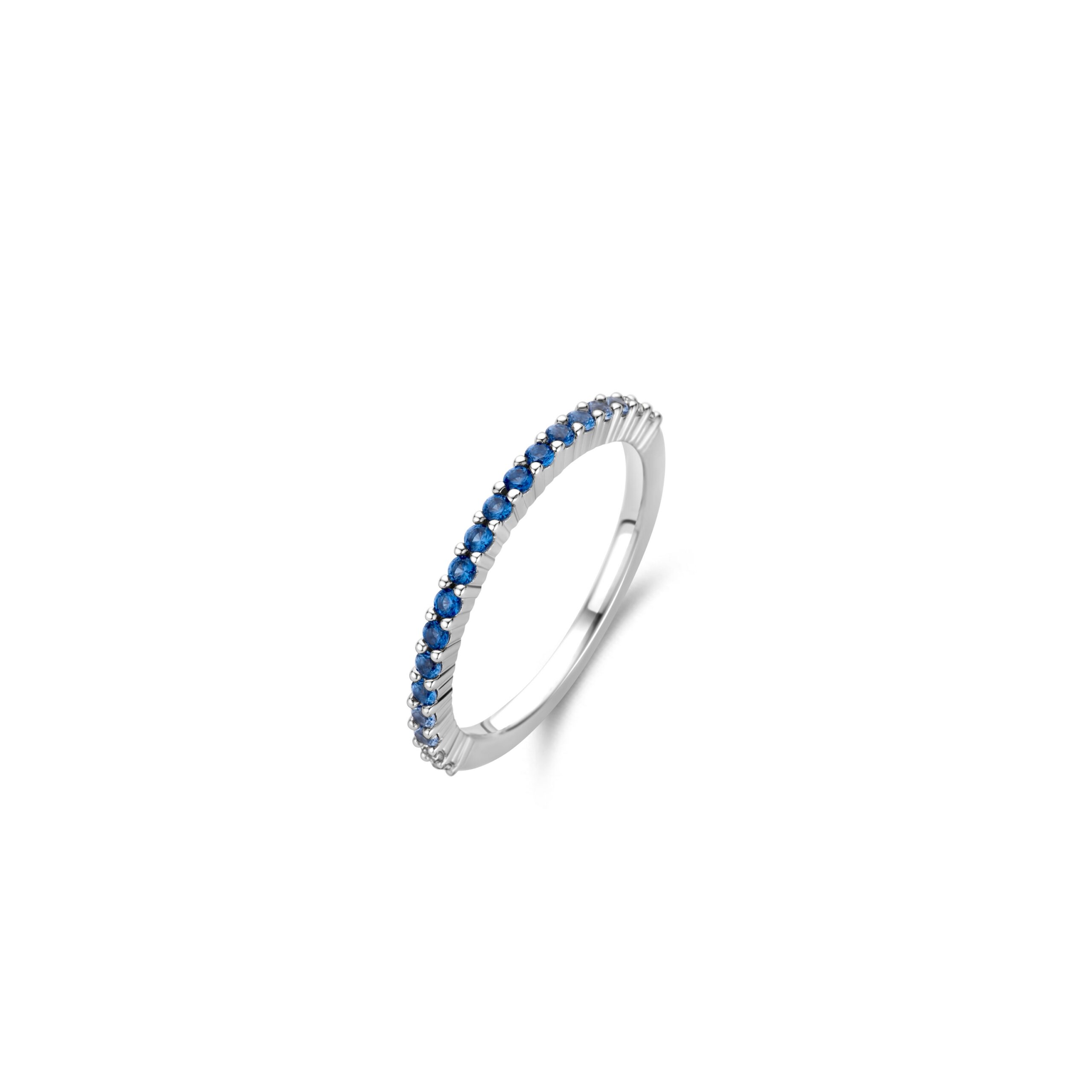 Tisento zilveren ring blauw/wit zirkonia maat 54