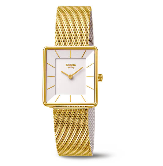 Boccia dames horloge titanium/staal goldplated