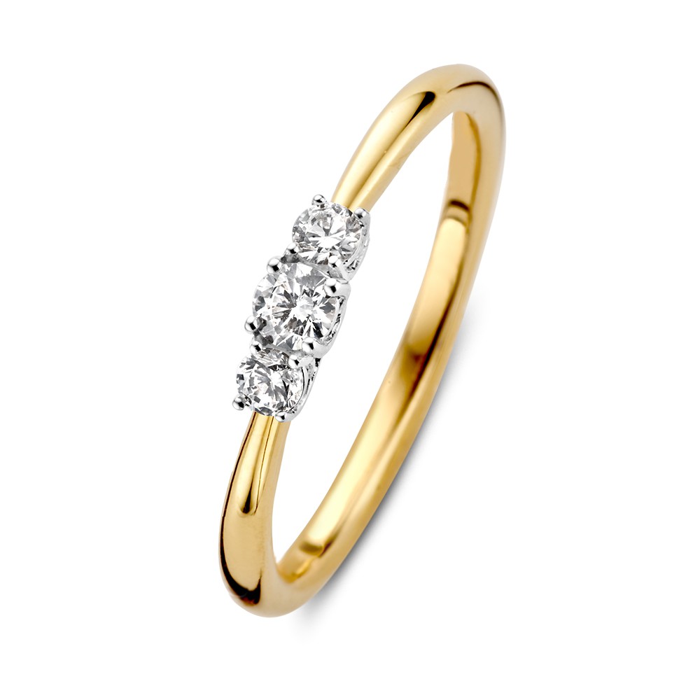 Excellent Geelgouden ring 0.24 H/SI diamant maat 56