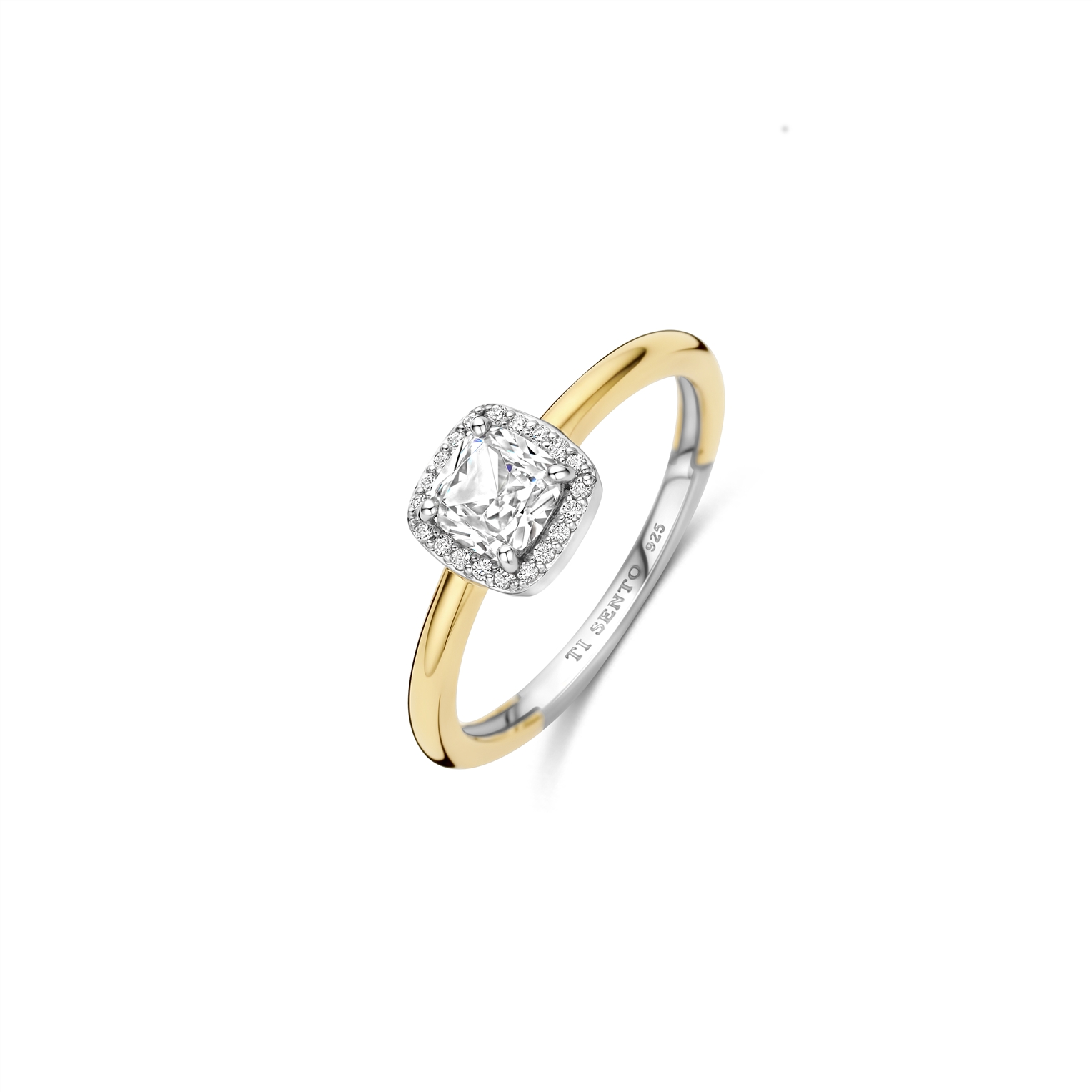 Tisento goud op zilver ring zirkonia maat 54