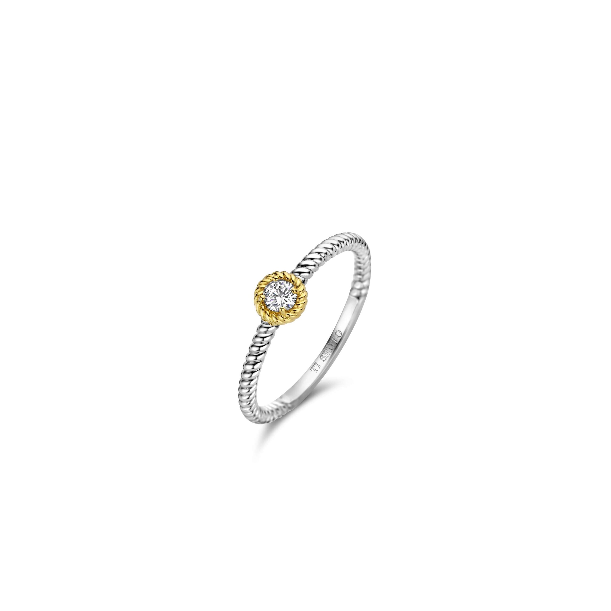 Tisento zilver verguld ring zirkonia maat 54