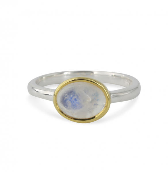 Campur goud op zilver ring maansteen maat 54
