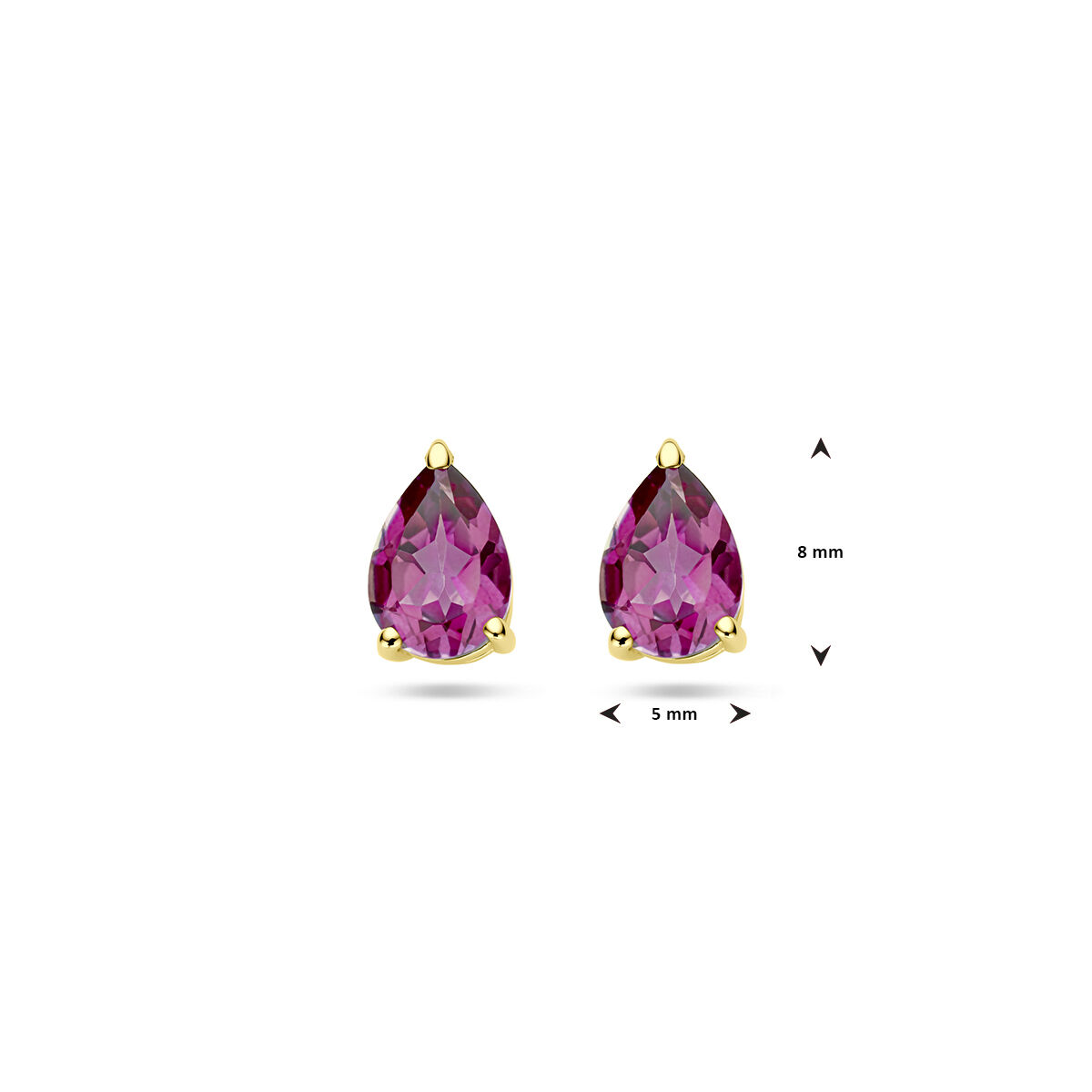 Geelgouden oorknoppen Roze topaas - Afbeelding 3
