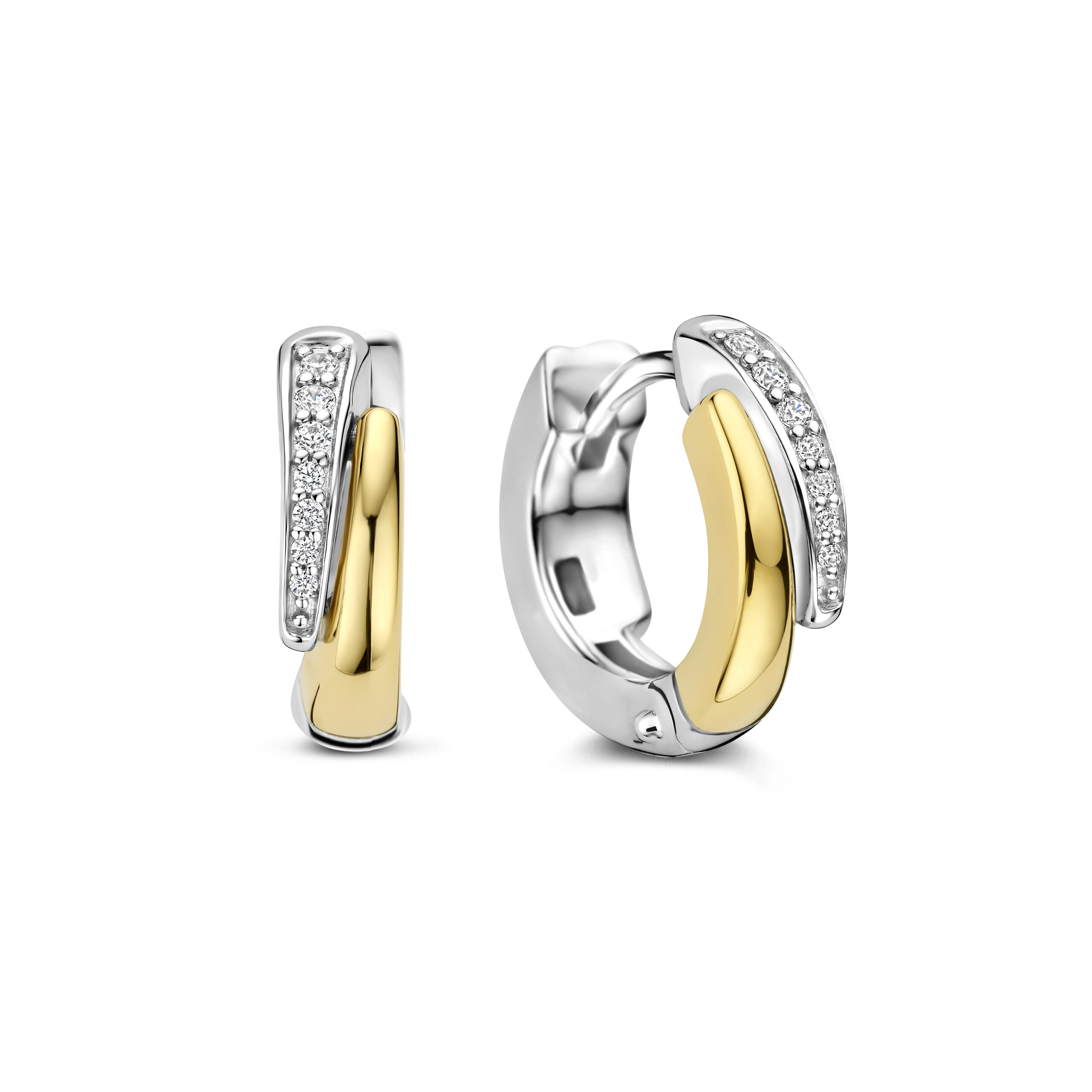 Tisento goud op zilver oorringen zirkonia