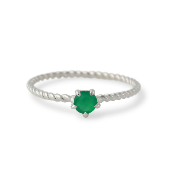 Campur zilveren ring groene onyx maat 54