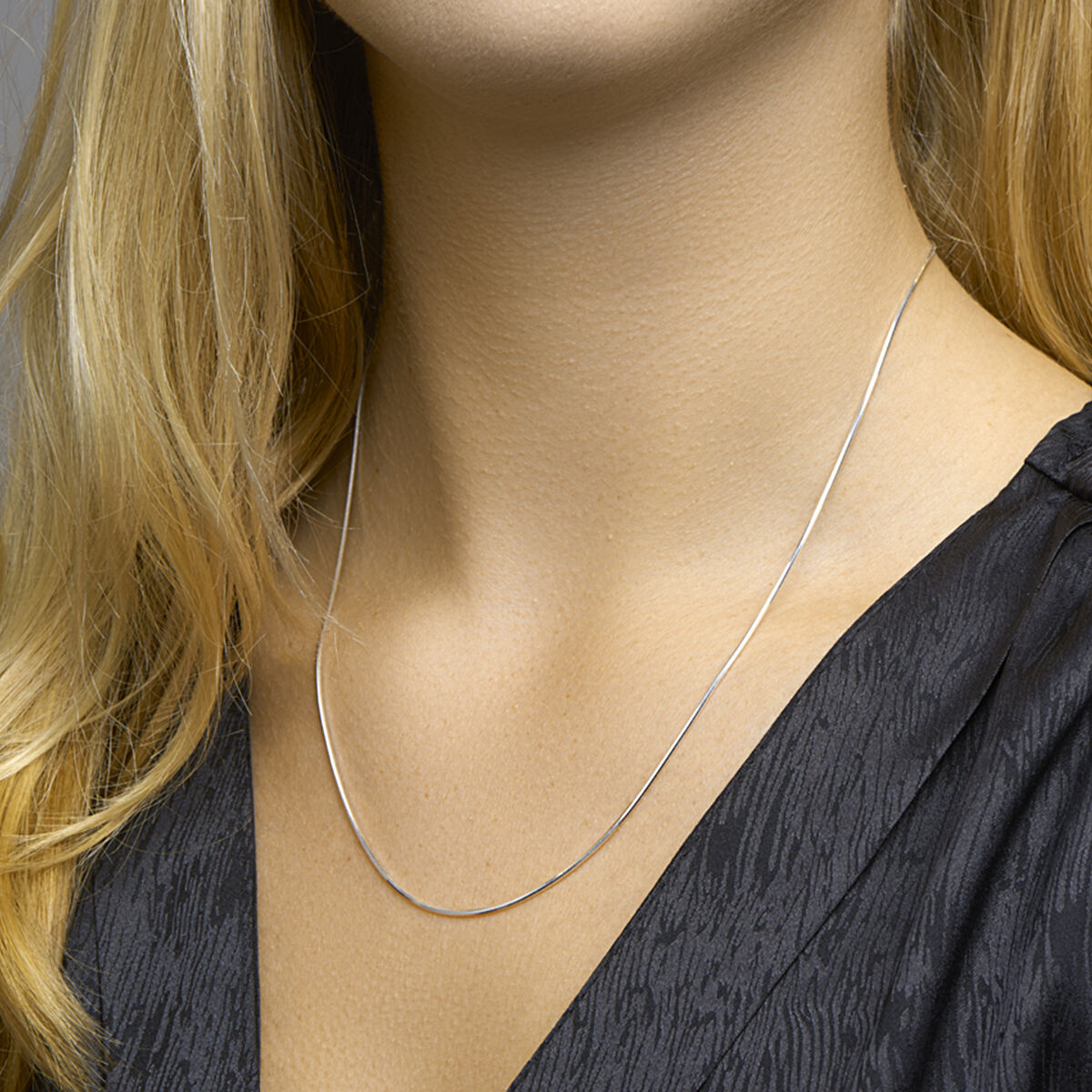 zilver slangcollier 8 zijdig 1,0mm 42cm - Afbeelding 2