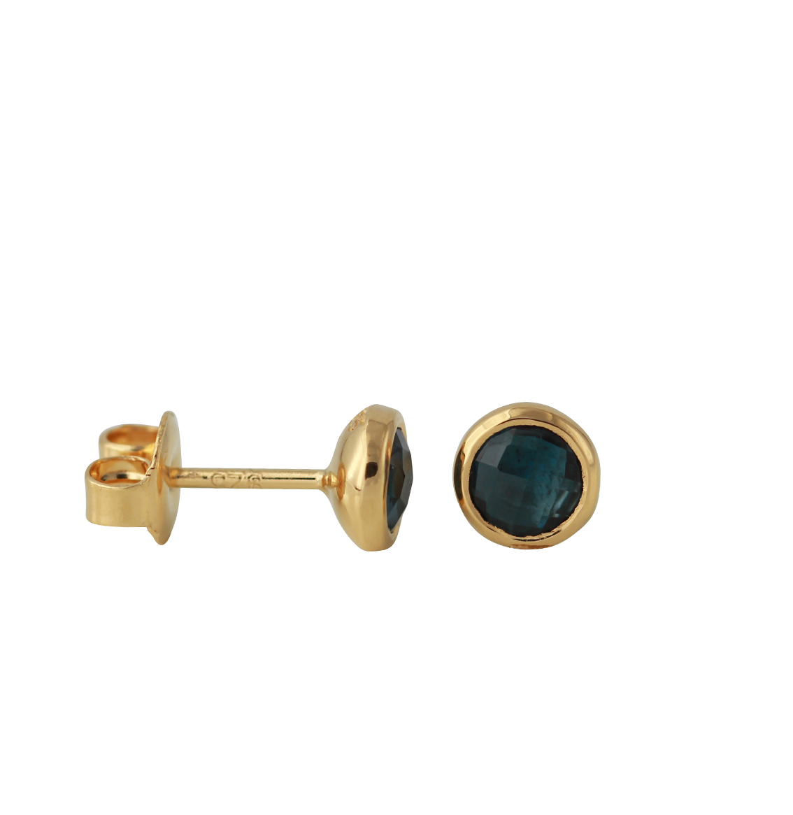 Campur goud op zilver oorknoppen London blauw topaas