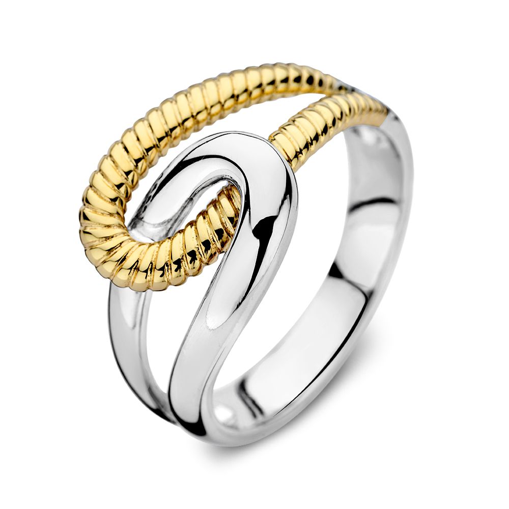 Excellent zilver met goud ring maat 56