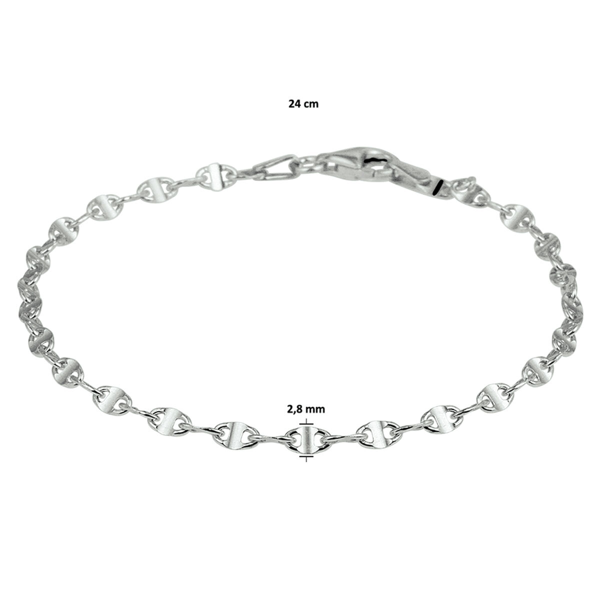 Zilver enkelband koffieboon 24 cm - Afbeelding 2